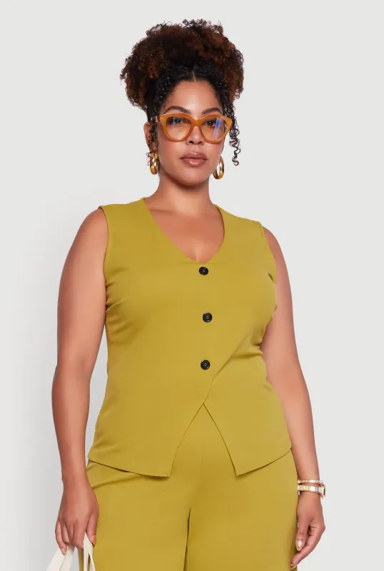 Plus Size Crepe Knit Pullover Blazer Vest sold by Rainbow