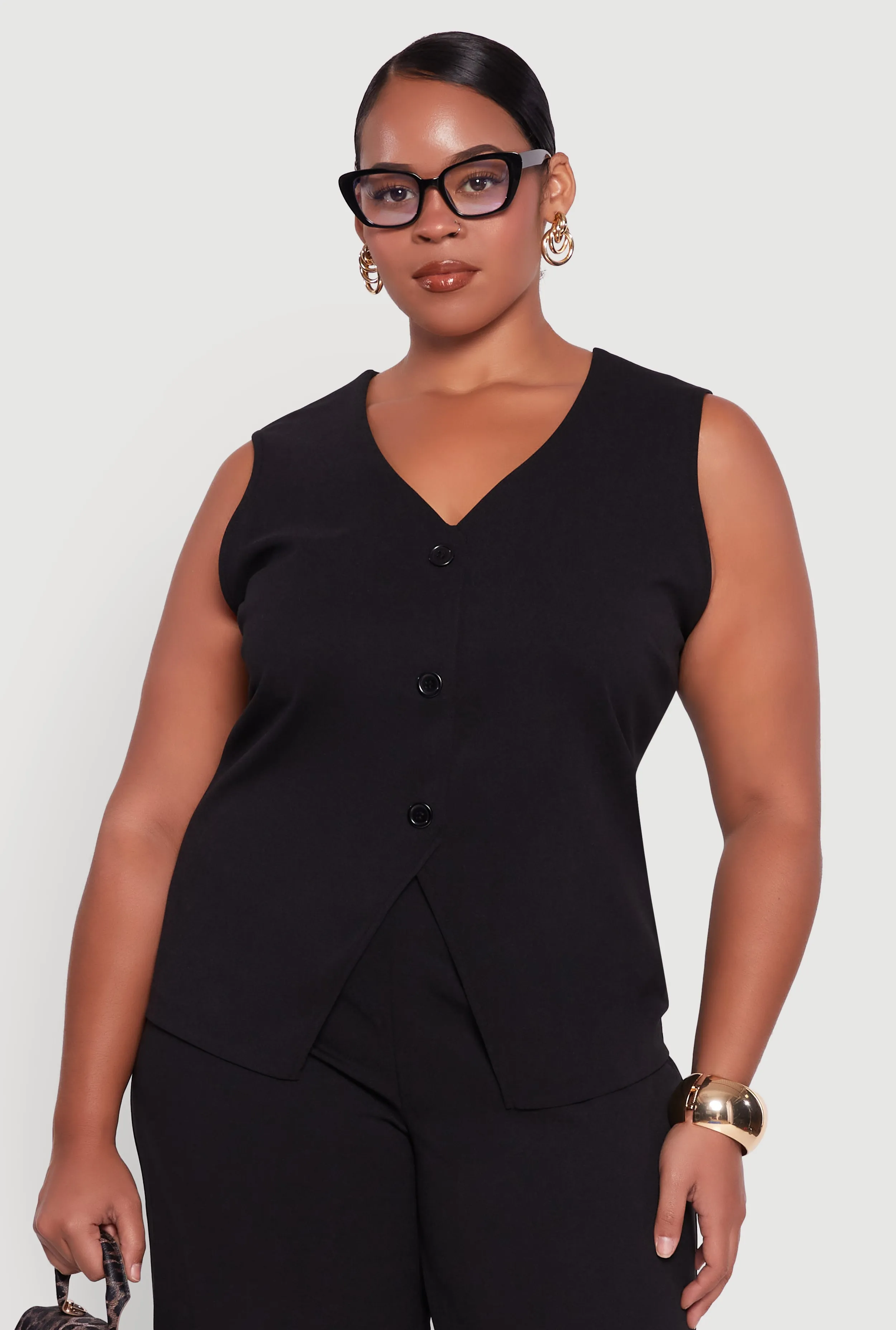 Plus Size Crepe Knit Pullover Blazer Vest sold by Rainbow