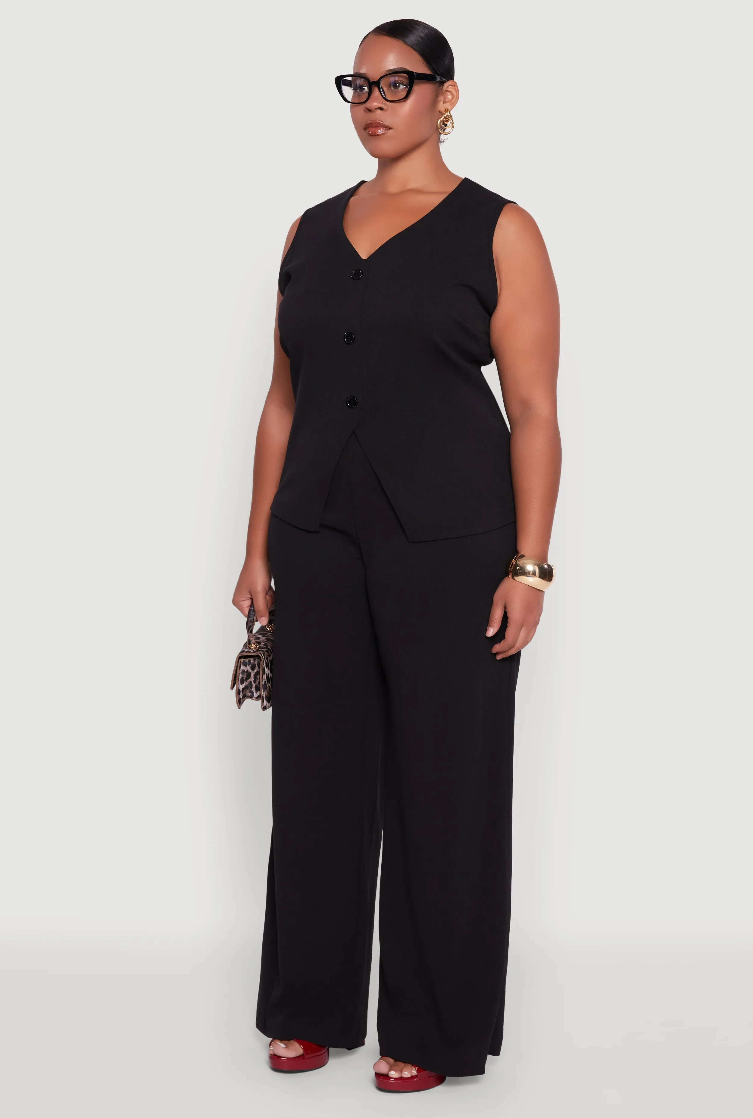 Plus Size Crepe Knit Pullover Blazer Vest sold by Rainbow product image thumbnail 5