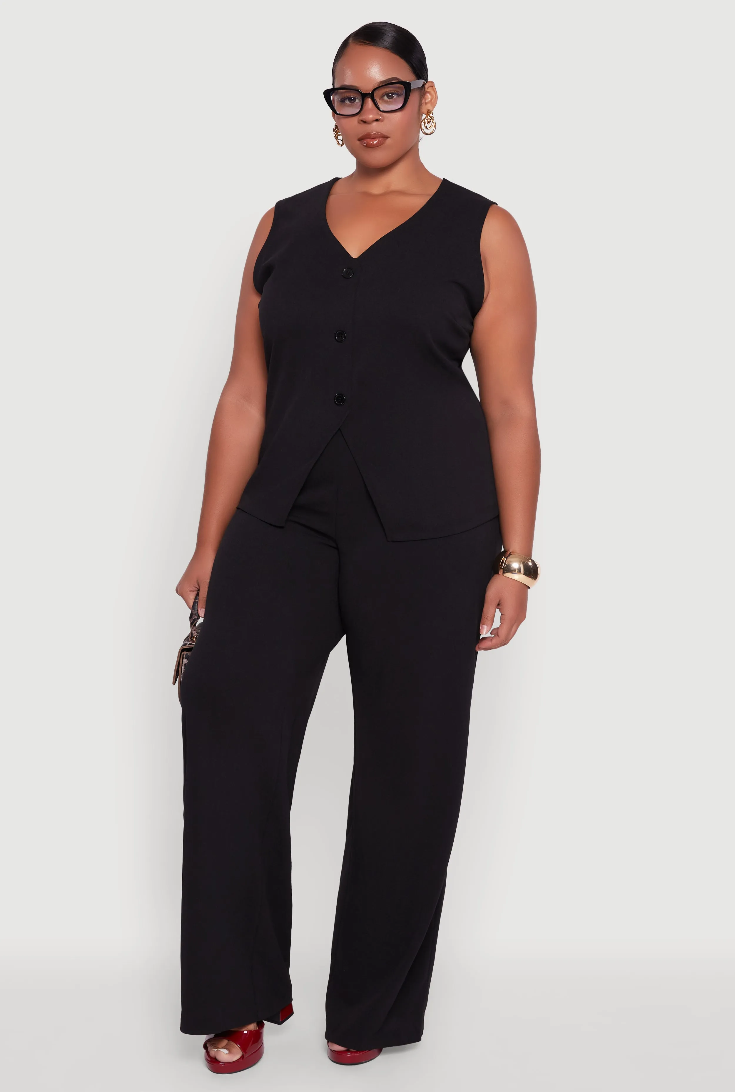 Plus Size Crepe Knit Pullover Blazer Vest sold by Rainbow product image thumbnail 2