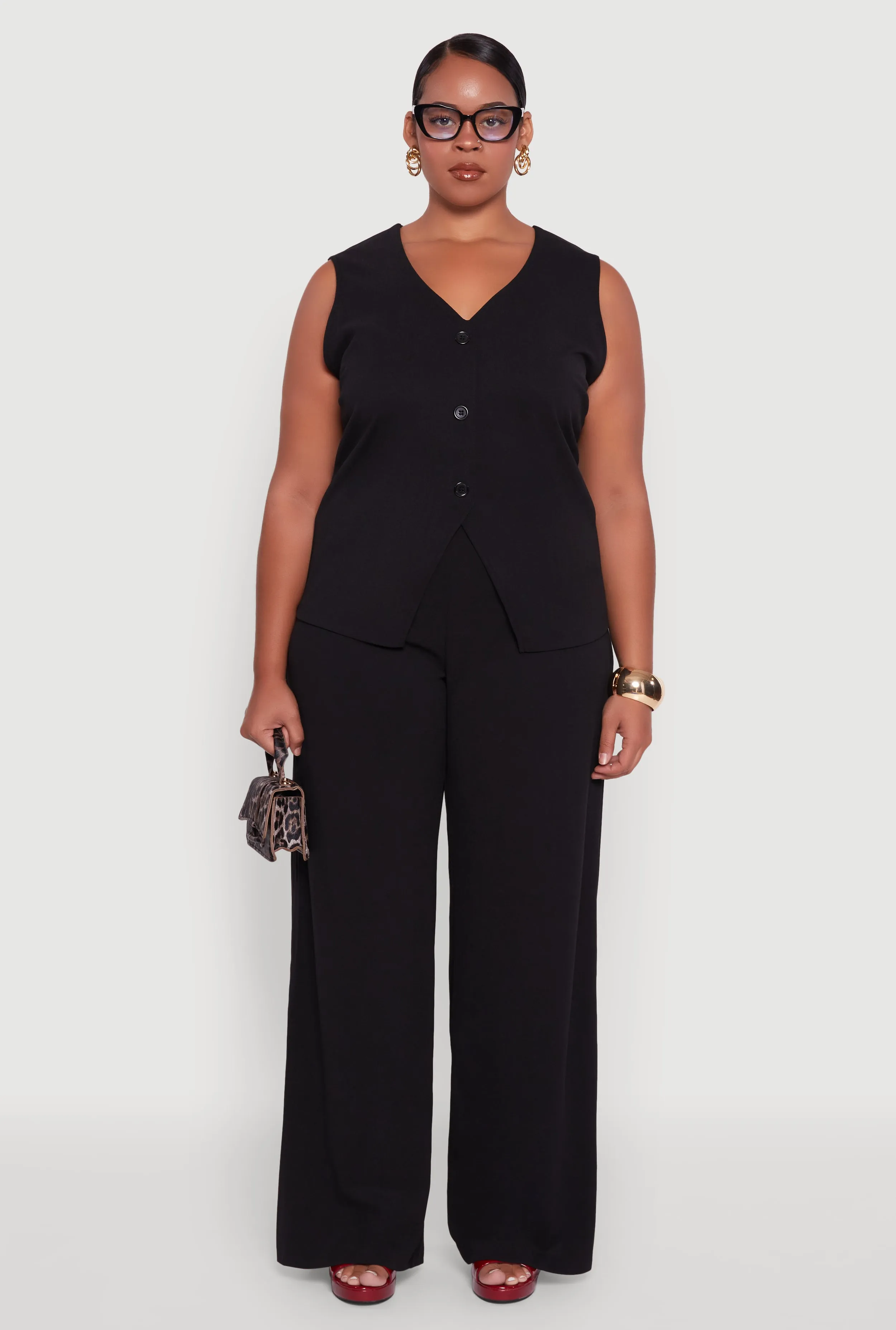 Plus Size Crepe Knit Pullover Blazer Vest sold by Rainbow product image thumbnail 3