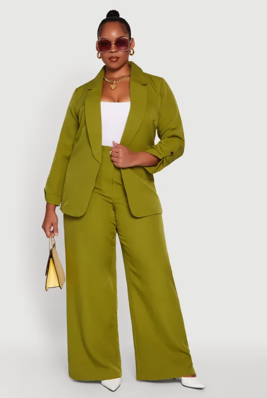 Plus Size Crepe Knit High Waisted Wide Leg Dress Pants sold by Rainbow