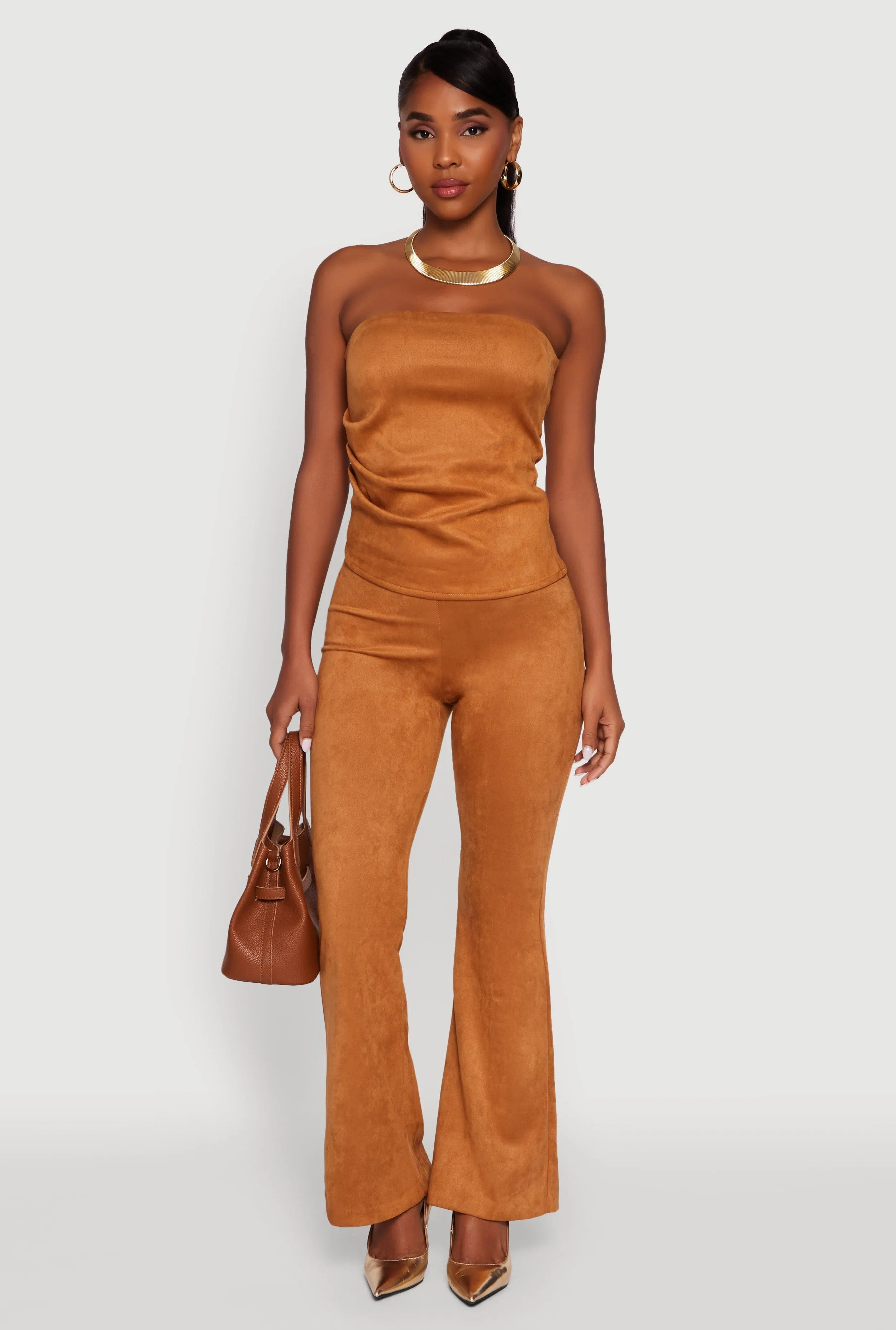 Faux Suede Ruched Side Tube Top sold by Rainbow product image thumbnail 3