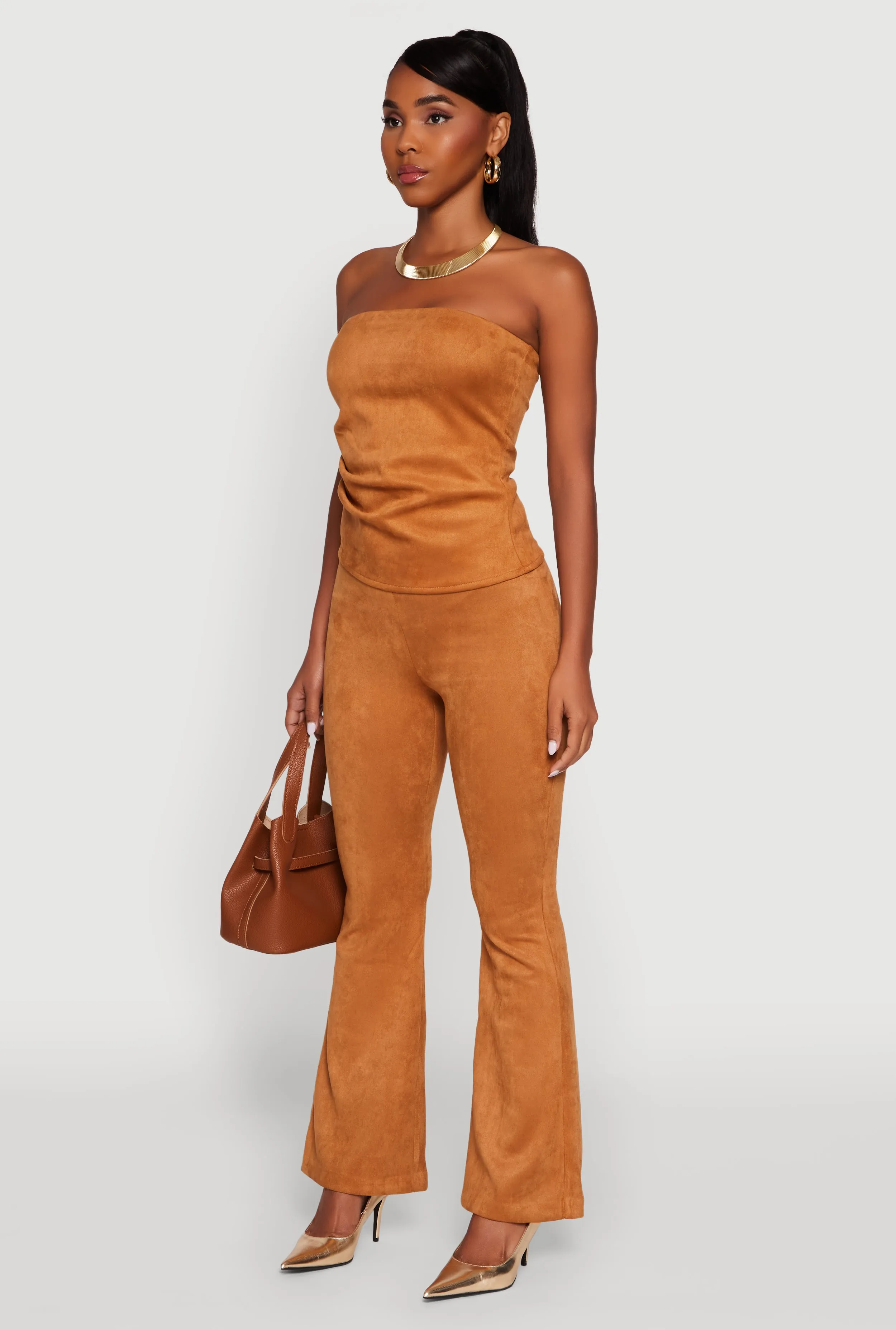 Faux Suede Ruched Side Tube Top sold by Rainbow product image thumbnail 5