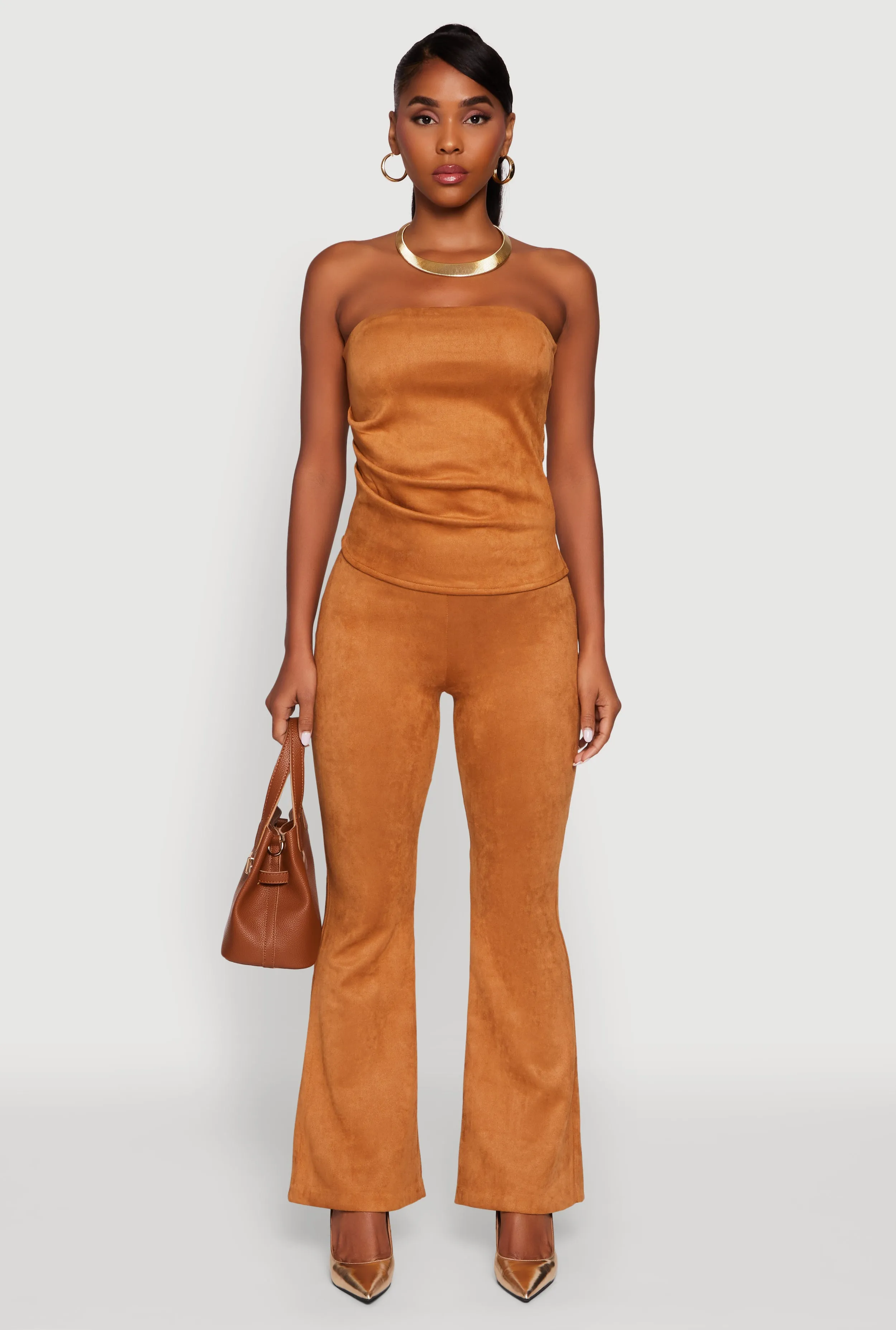 Faux Suede Ruched Side Tube Top sold by Rainbow product image thumbnail 2