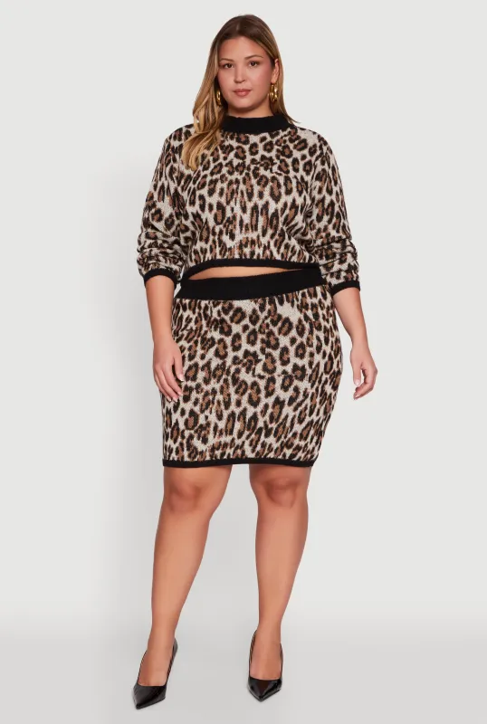 Plus Size Leopard Print Pencil Skirt sold by Rainbow
