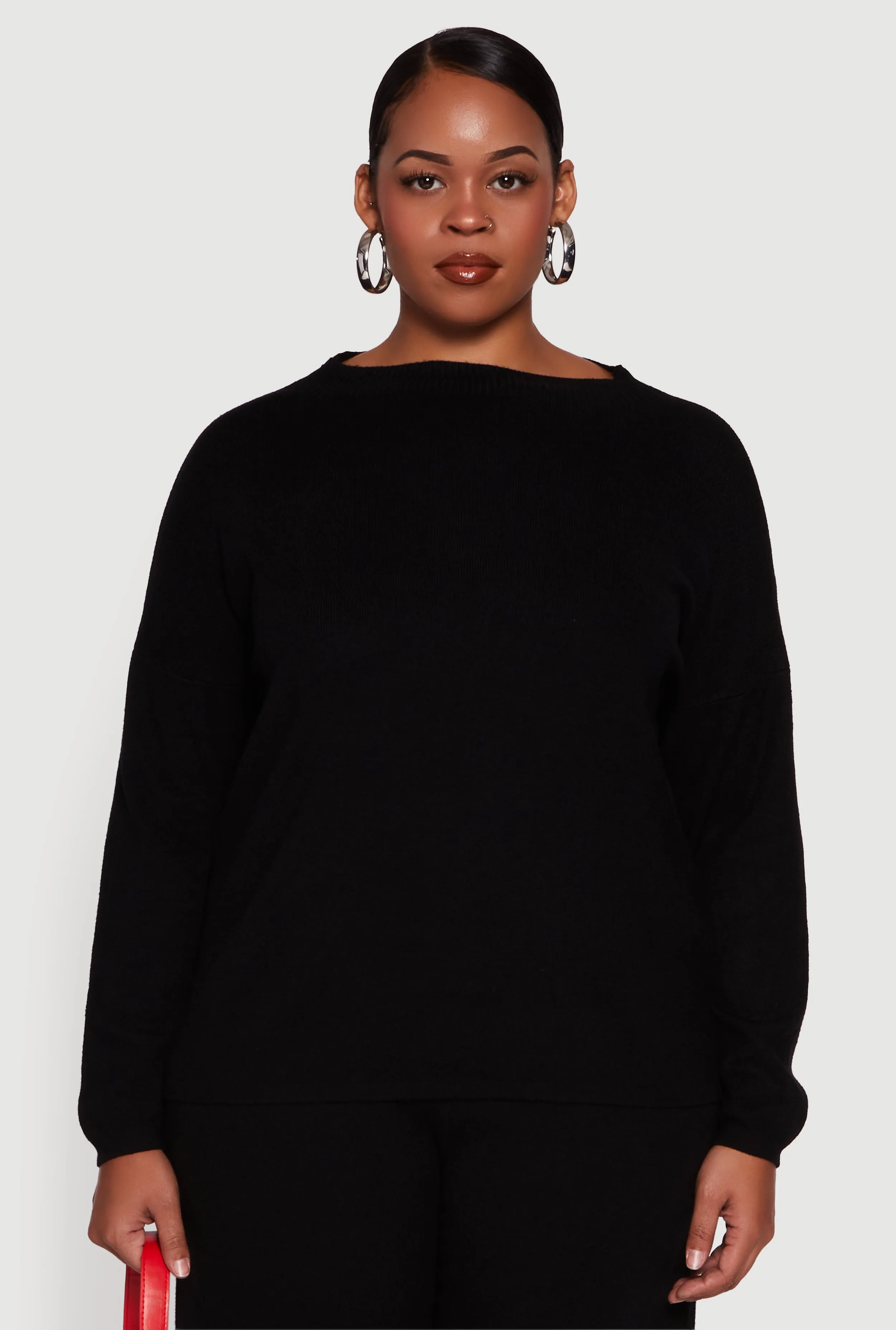 Plus Size Boat Neck Pullover Sweater sold by Rainbow