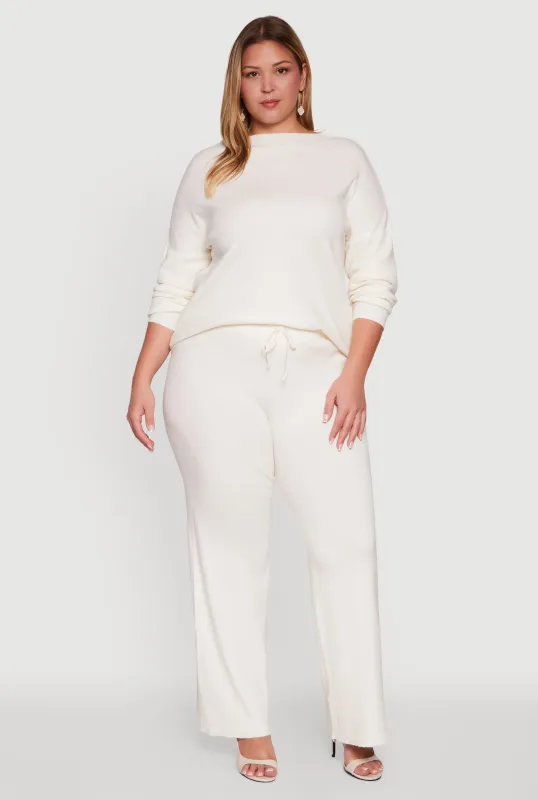 Plus Size Drawstring Detail Pull On Wide Leg Pants sold by Rainbow