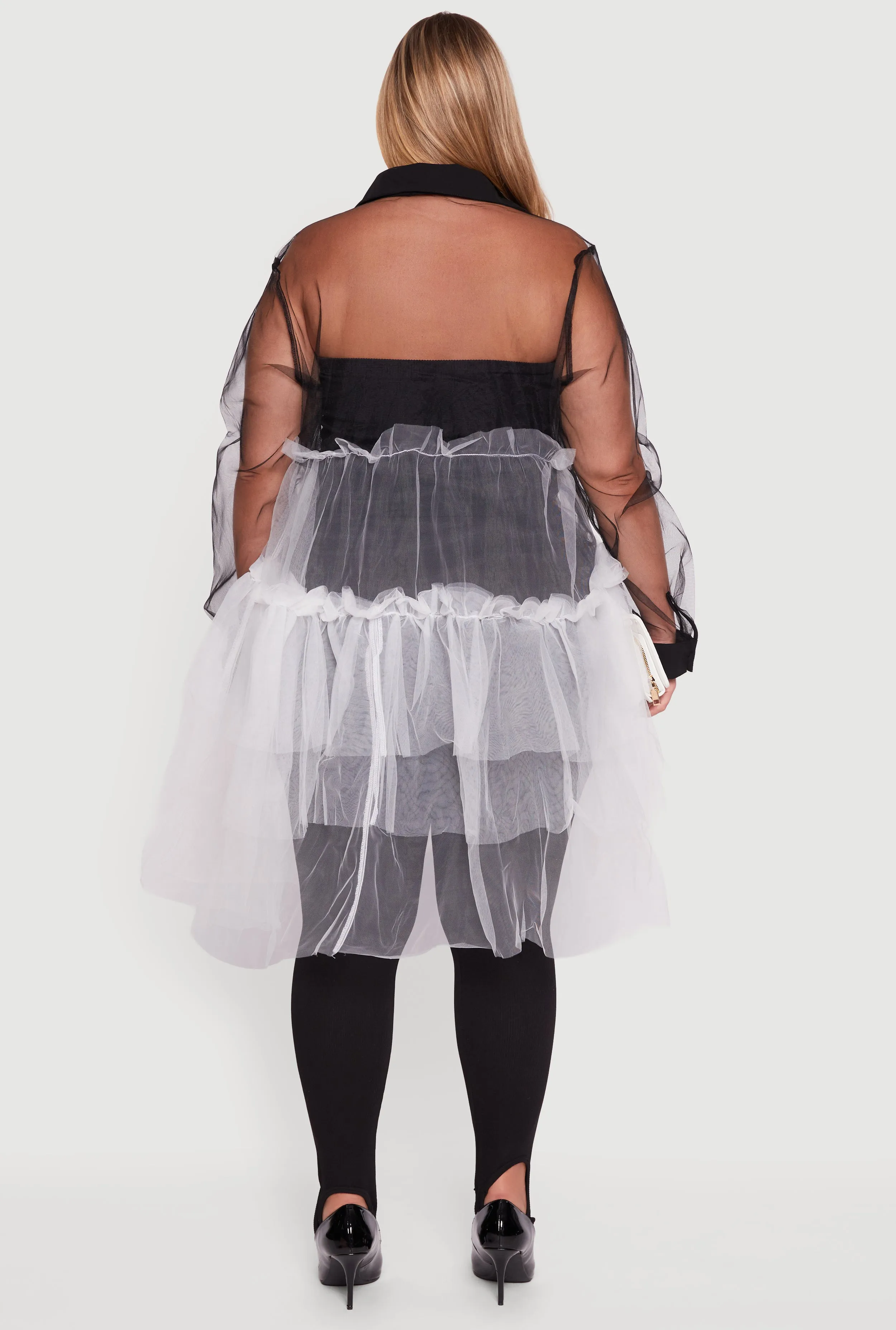 Plus Size Color Block Ruffle Tulle Tiered Shirt sold by Rainbow product image thumbnail 5