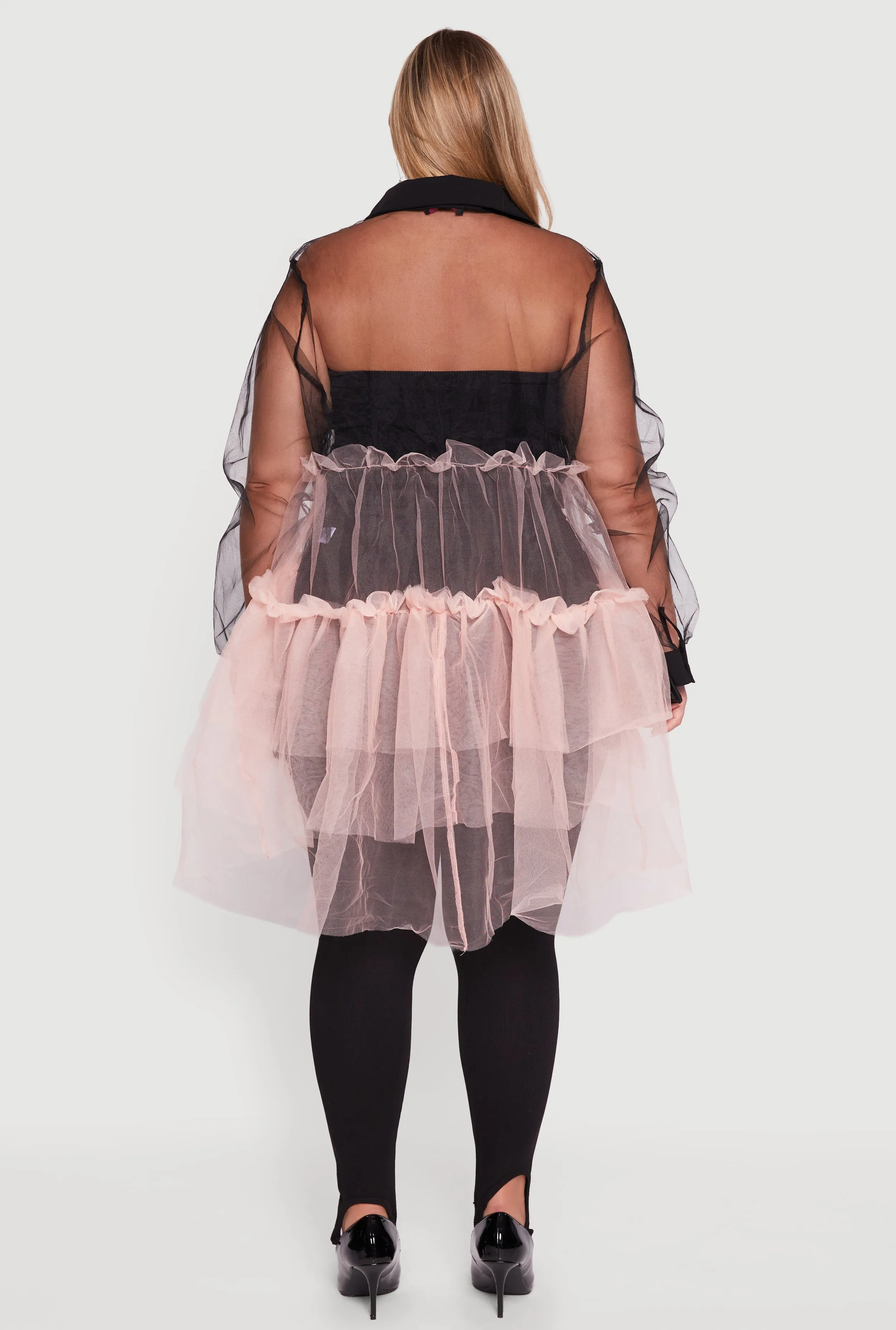 Plus Size Color Block Ruffle Tulle Tiered Shirt sold by Rainbow product image thumbnail 5