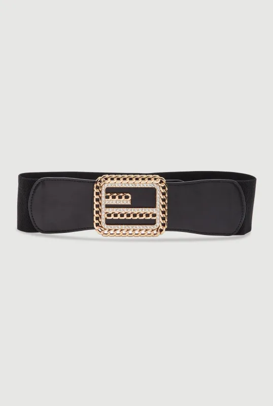Rhinestone Detail Chain Buckled Belt sold by Rainbow