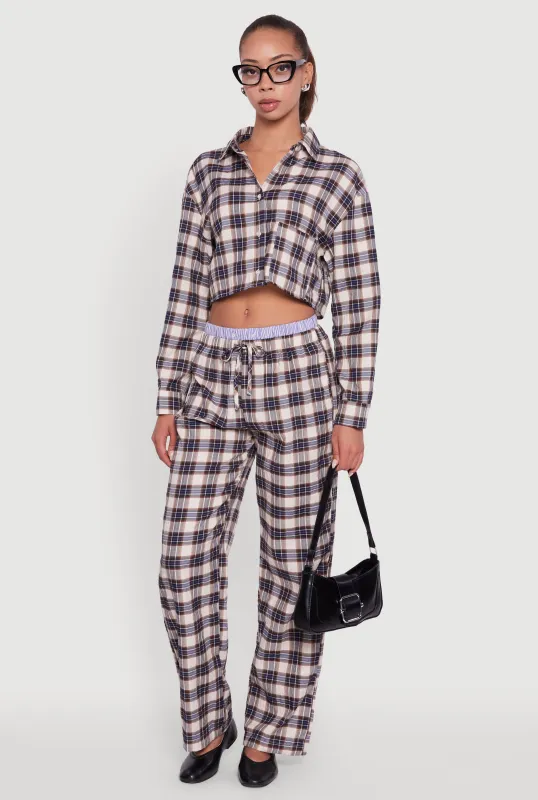 Striped Waistband Detail Plaid Pants sold by Rainbow