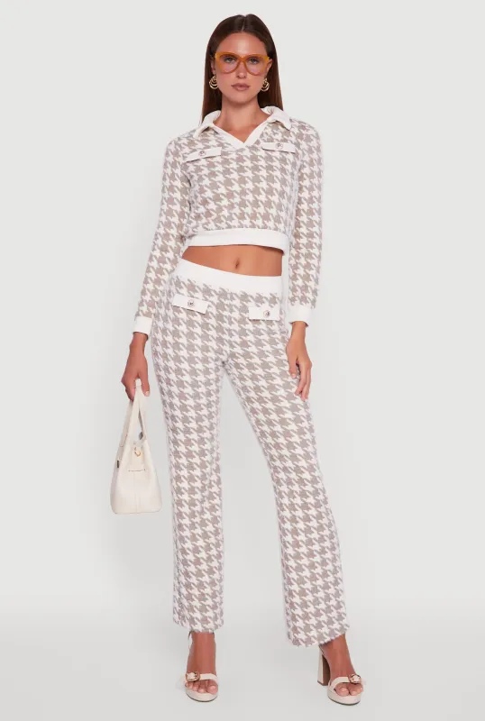 Houndstooth Mid Rise Straight Leg Dress Pants sold by Rainbow