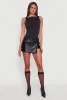 Faux Leather Belt Detail Side Slit Skort sold by Rainbow