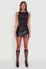 Faux Leather Belt Detail Side Slit Skort sold by Rainbow
