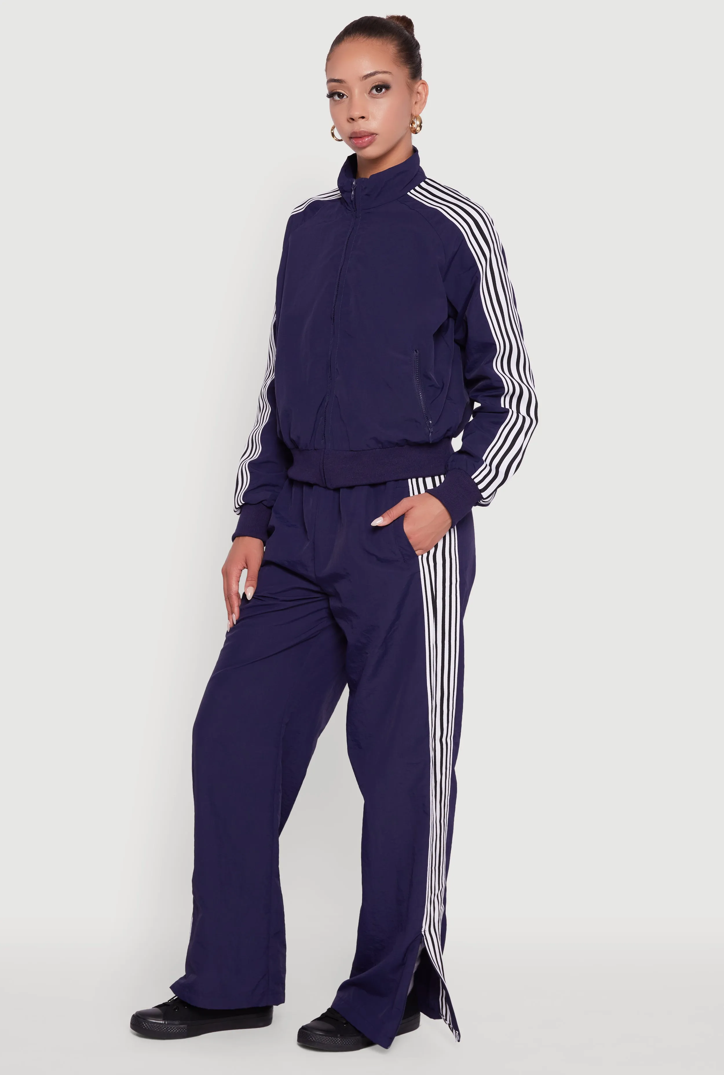 Side Striped Nylon Track Pants sold by Rainbow