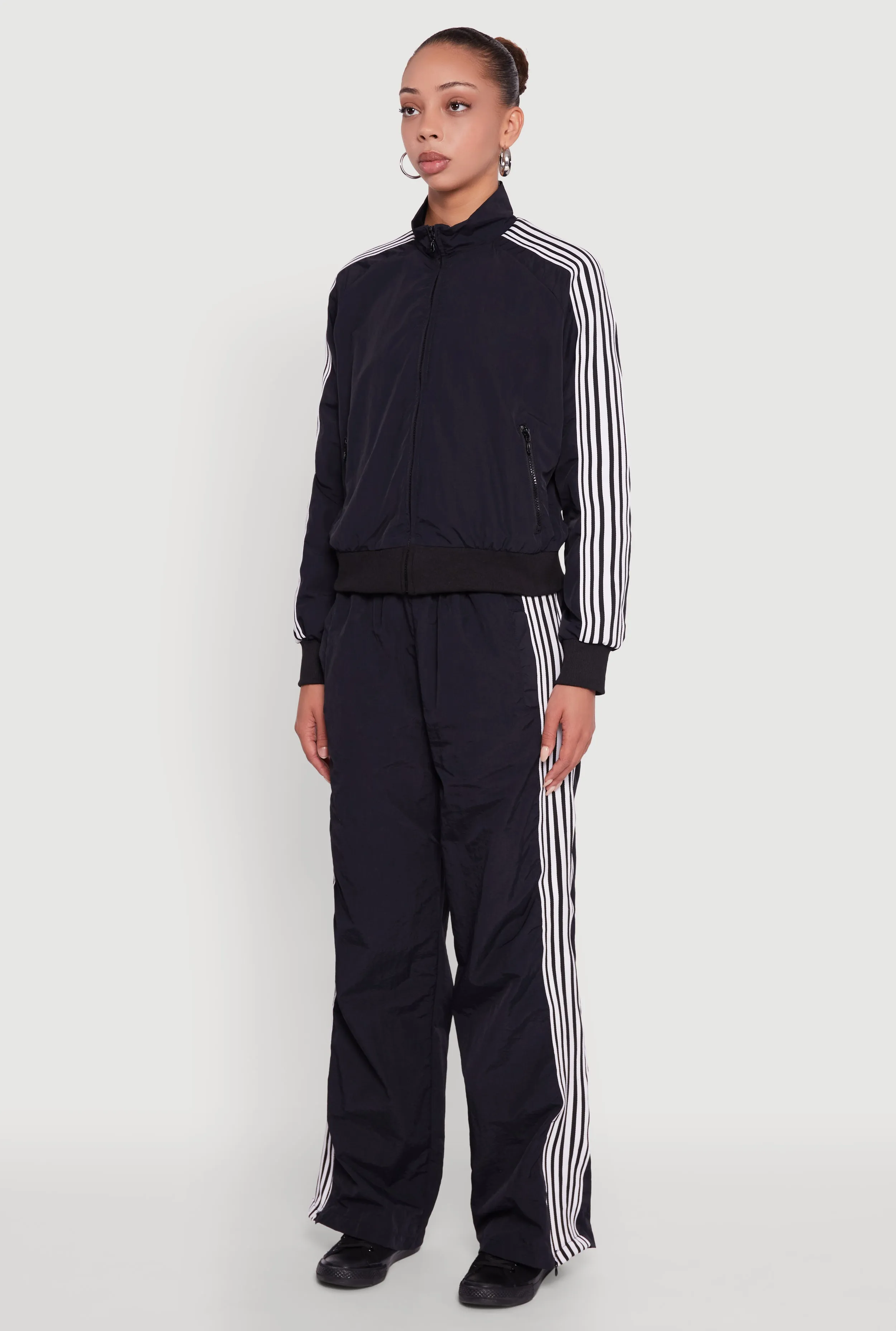 Side Striped Nylon Mock Neck Track Jacket sold by Rainbow product image thumbnail 5