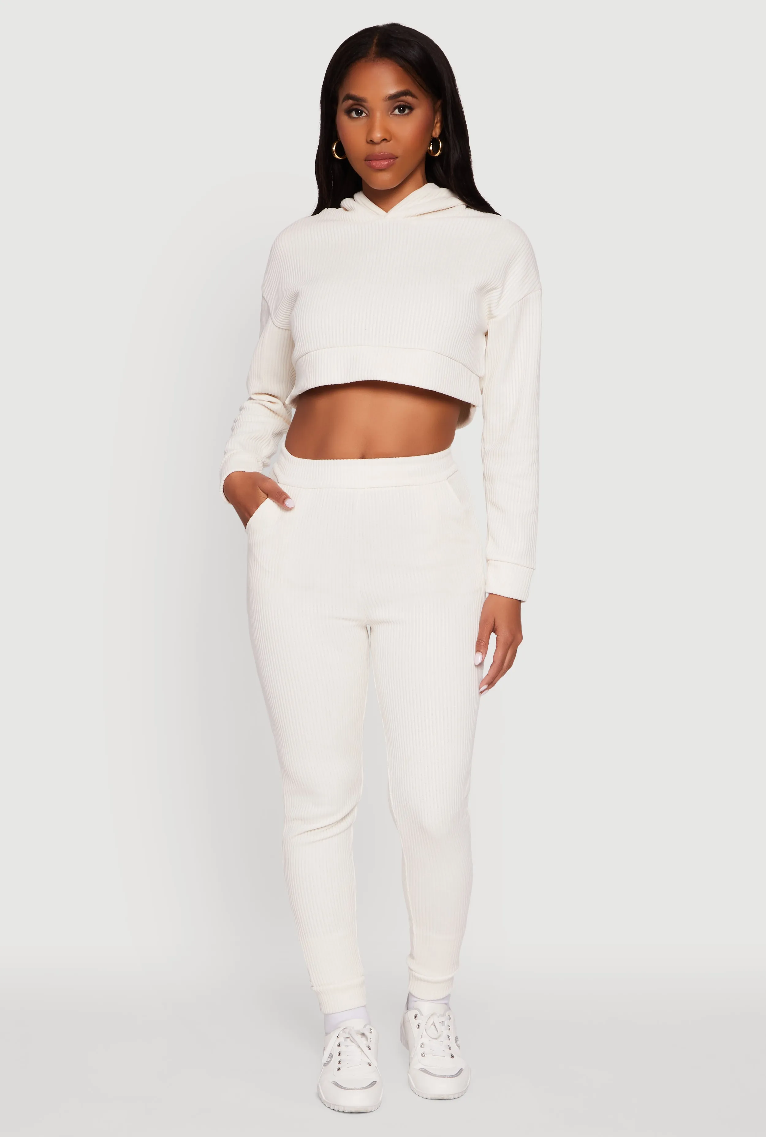 Ribbed Knit Solid Joggers sold by Rainbow