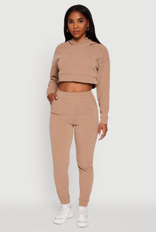 Ribbed Knit Solid Joggers sold by Rainbow