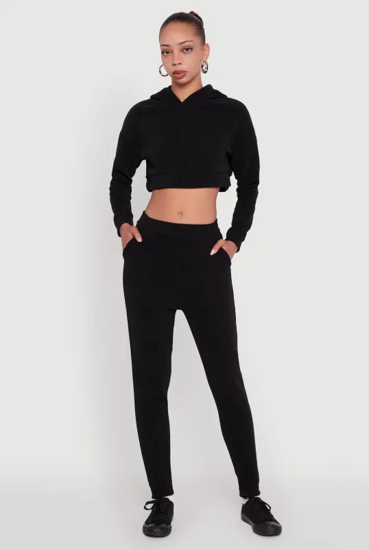 Ribbed Knit Solid Joggers sold by Rainbow
