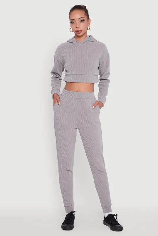 Ribbed Knit Solid Joggers sold by Rainbow