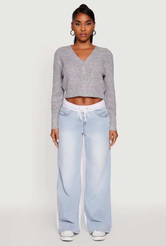 Classic Fit Button Front Cropped Cardigan sold by Rainbow