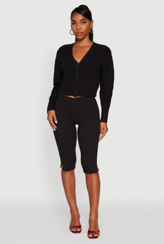 Classic Fit Button Front Cropped Cardigan sold by Rainbow