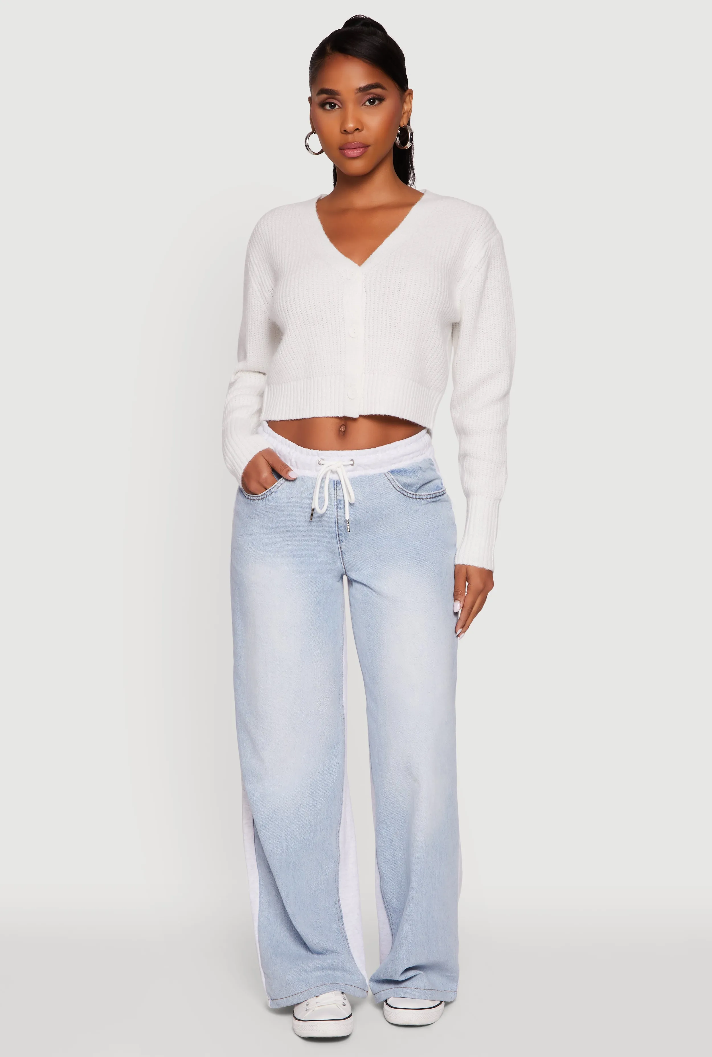 Classic Fit Button Front Cropped Cardigan sold by Rainbow product image thumbnail 3