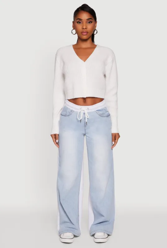 Classic Fit Button Front Cropped Cardigan sold by Rainbow