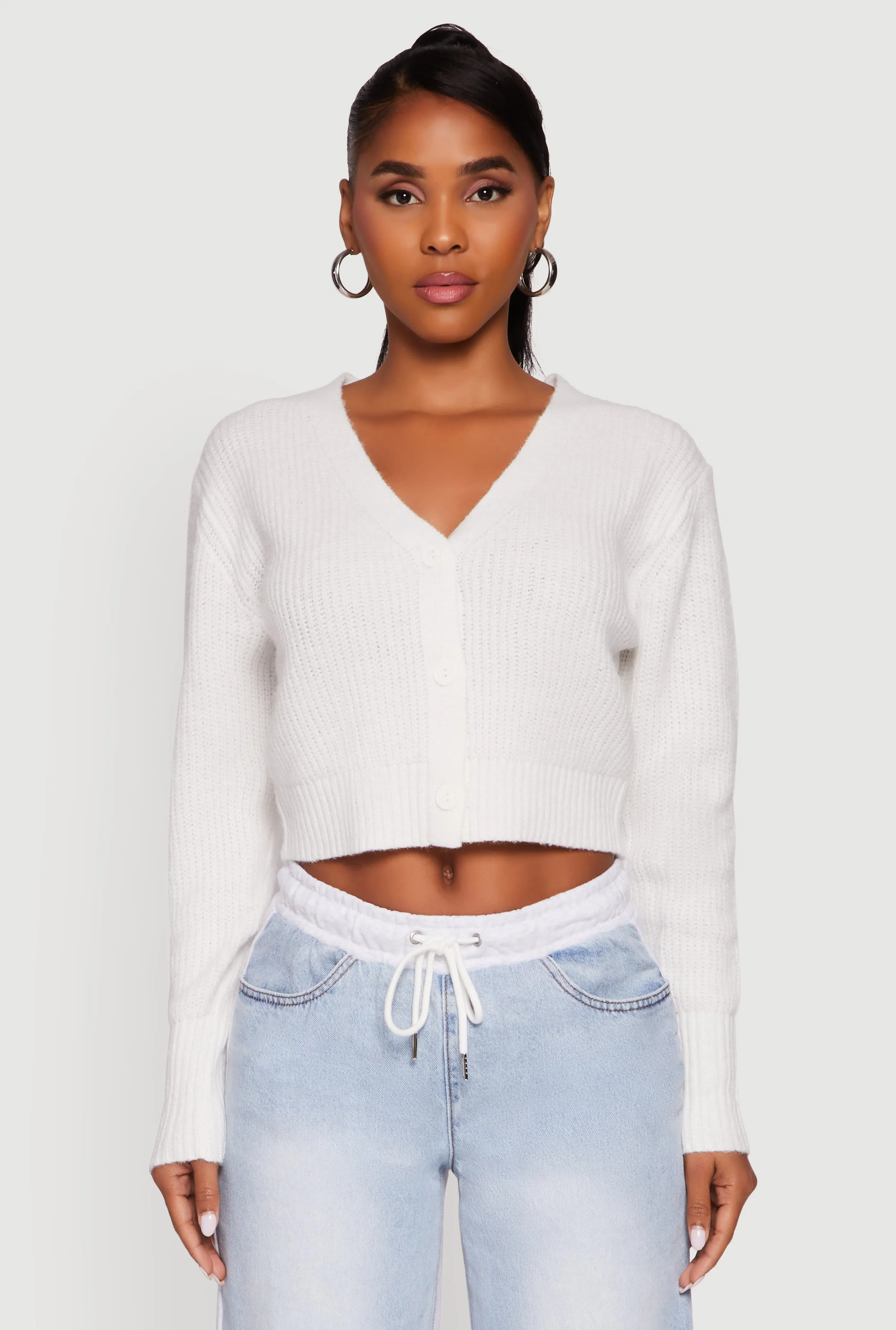 Classic Fit Button Front Cropped Cardigan sold by Rainbow product image thumbnail 2