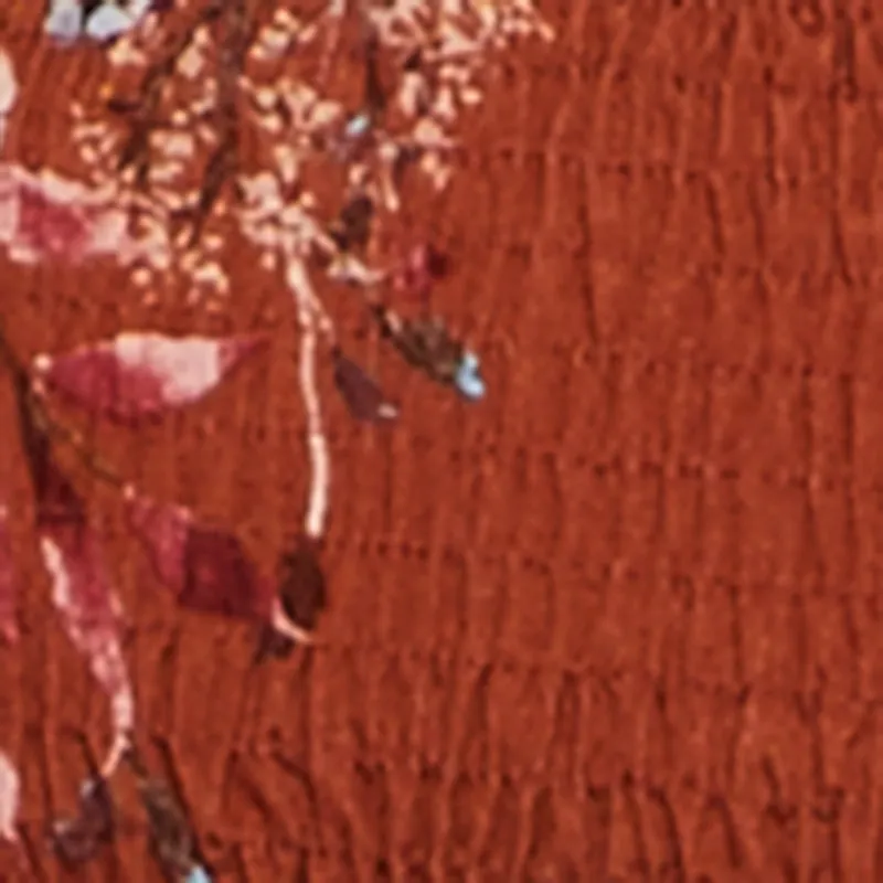 Plus Size Floral Print Smocked Bubble Sleeve Peplum Top sold by Rainbow product image thumbnail 4