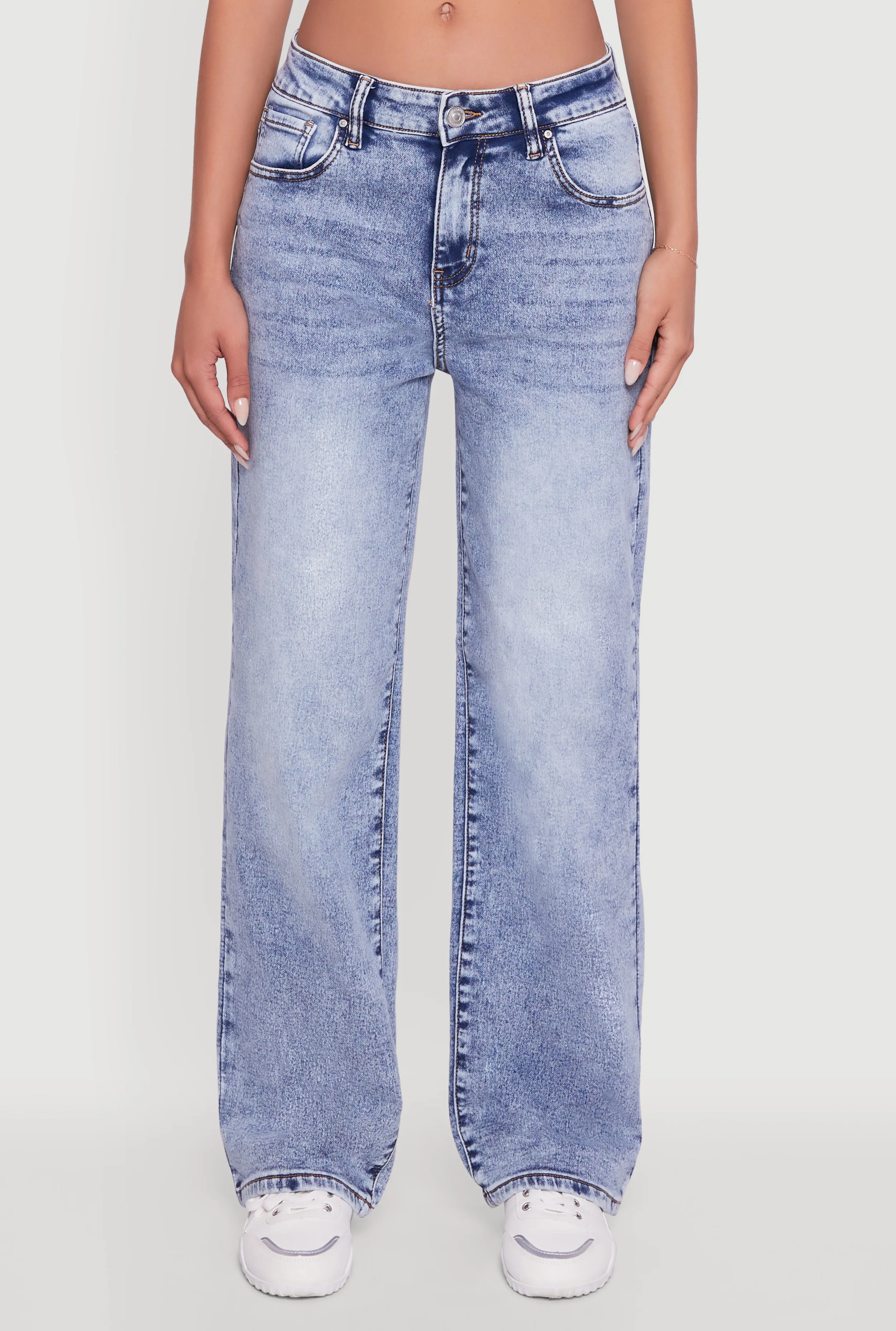 Acid Wash Mid Rise Straight Leg Jeans sold by Rainbow product image thumbnail 5