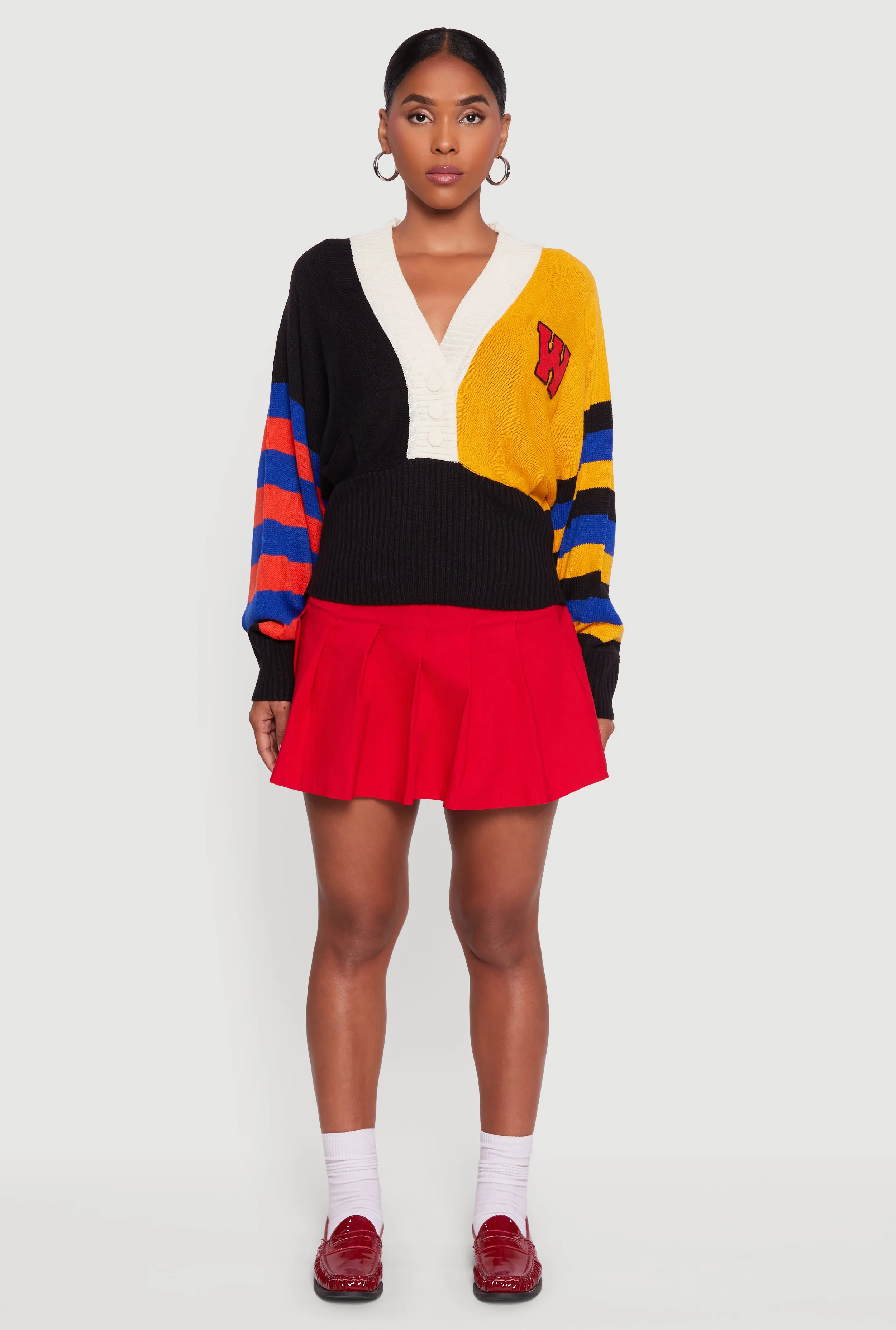 Color Blocked Striped W Patch Graphic Sweater sold by Rainbow product image thumbnail 3