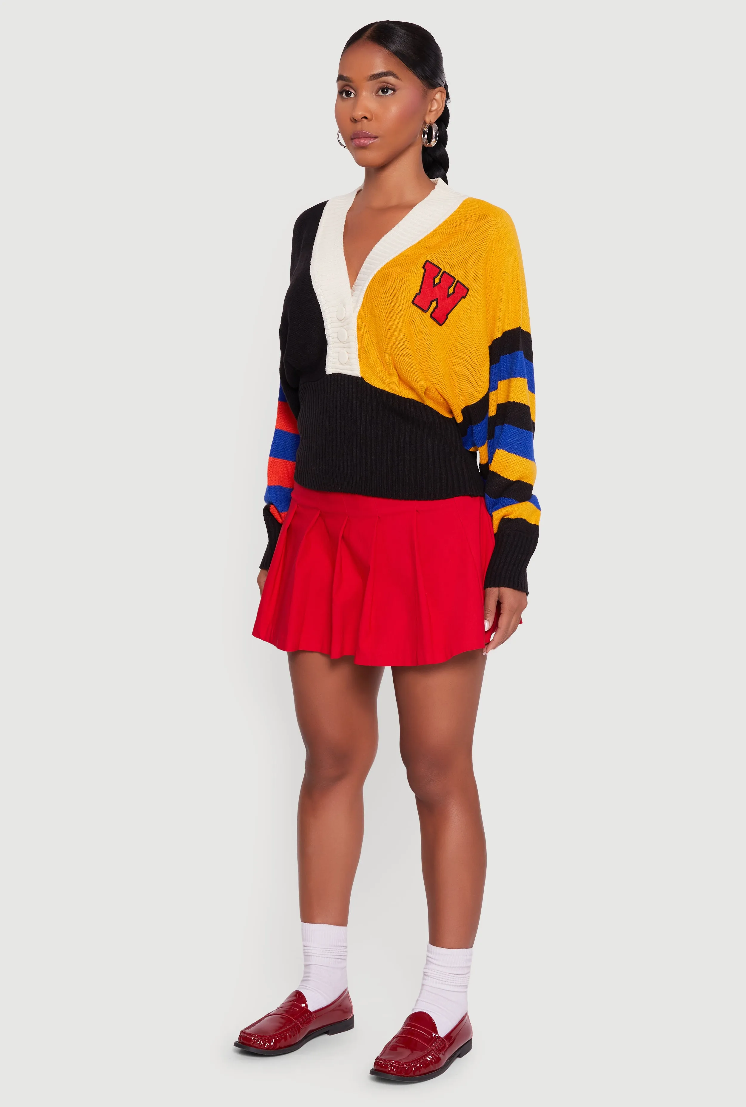 Color Blocked Striped W Patch Graphic Sweater sold by Rainbow product image thumbnail 5