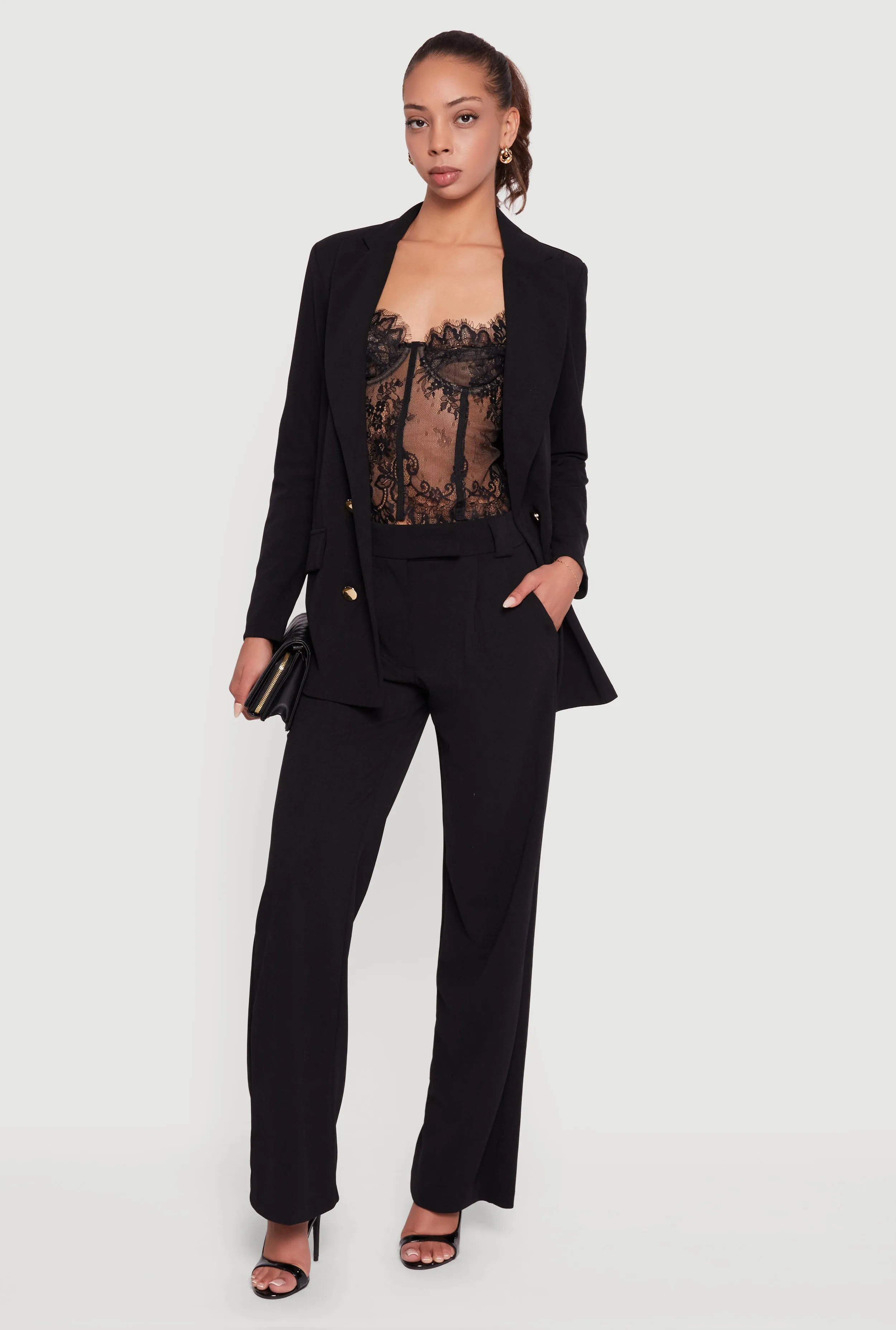 Crepe Knit Pleated Straight Leg Pants sold by Rainbow product image thumbnail 2