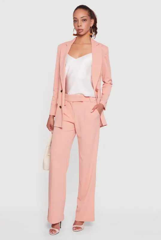 Crepe Knit Pleated Straight Leg Pants sold by Rainbow