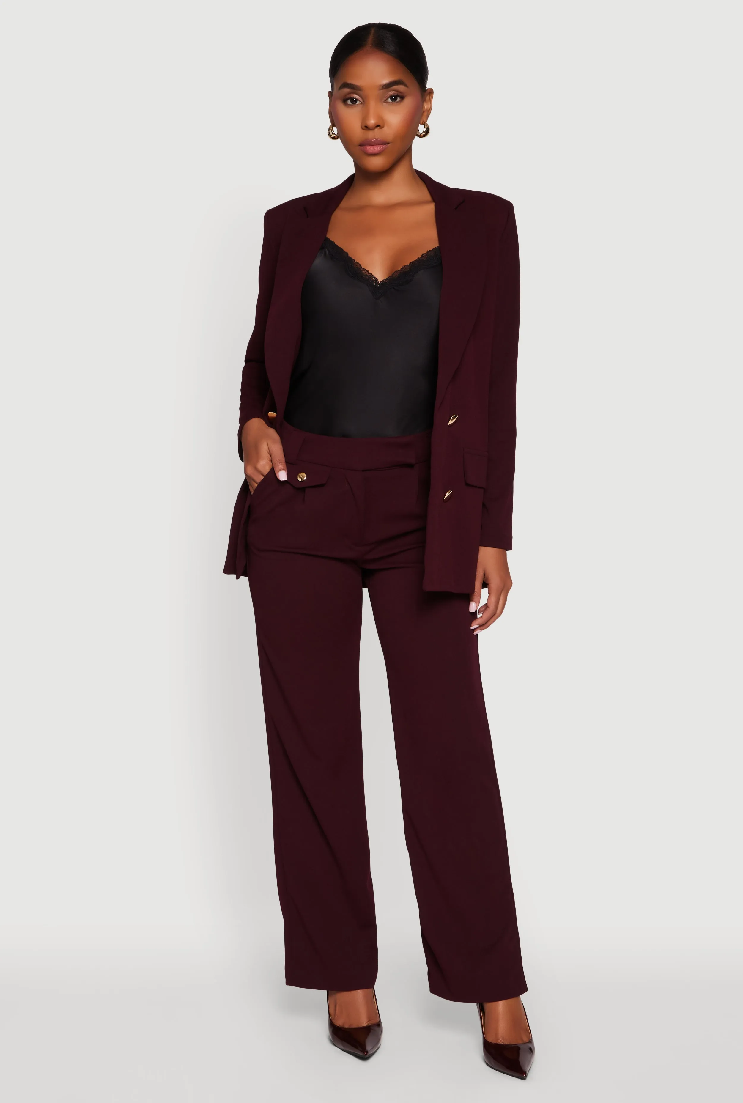 Crepe Knit Pleated Straight Leg Pants sold by Rainbow product image thumbnail 3