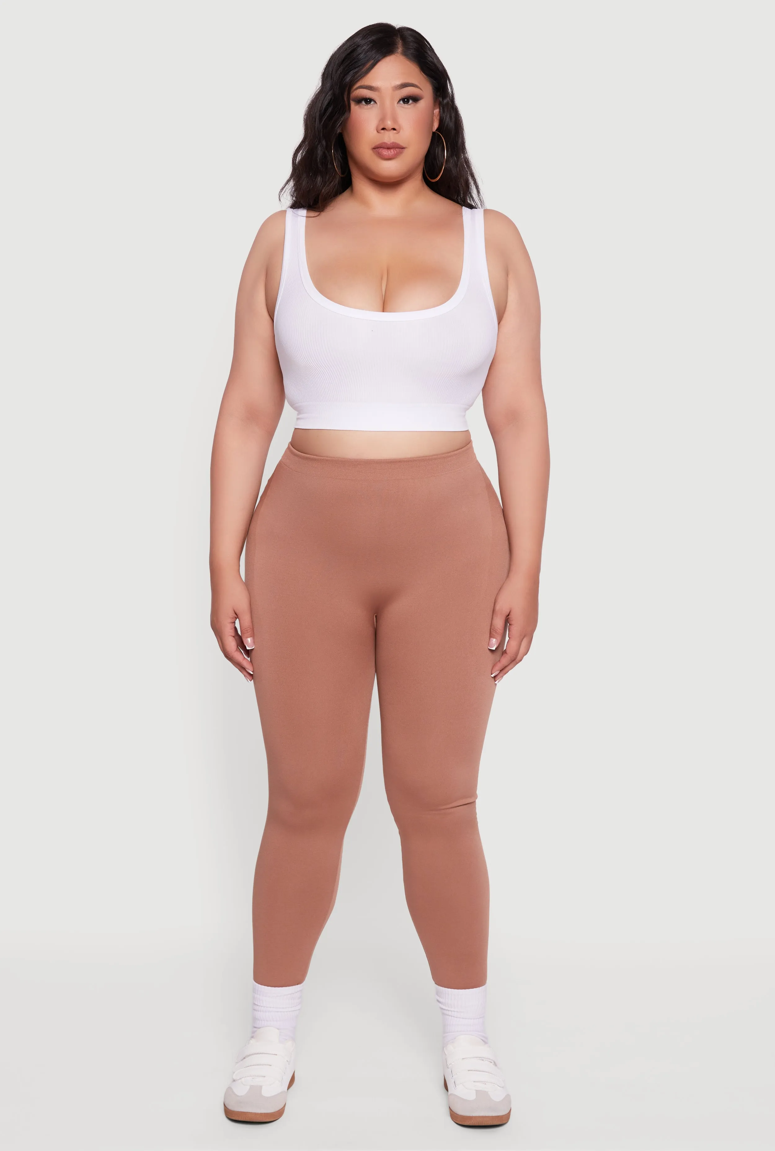 Plus Size High Waisted Basic Fleece Lined Leggings sold by Rainbow product image thumbnail 2