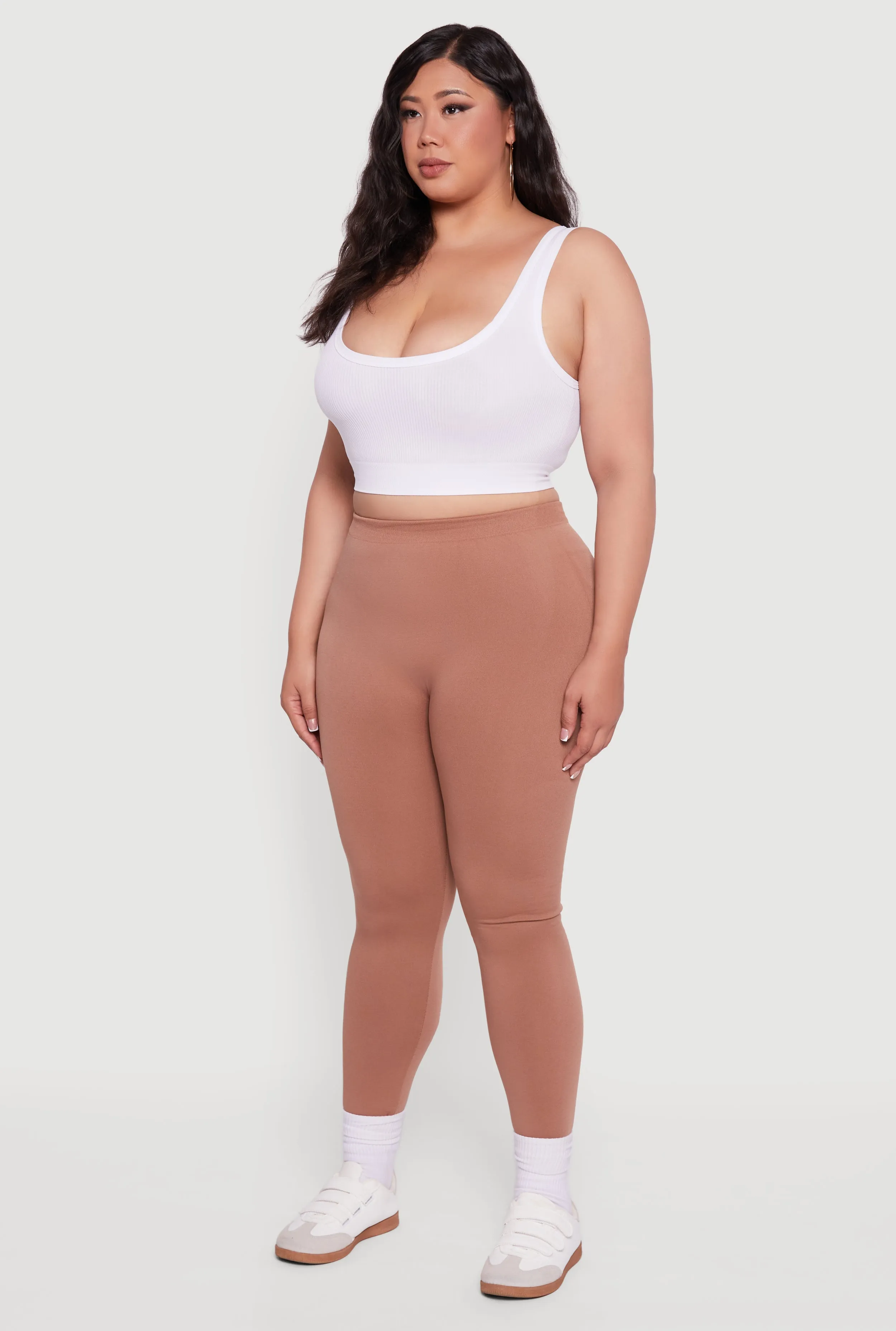 Plus Size High Waisted Basic Fleece Lined Leggings sold by Rainbow product image thumbnail 3