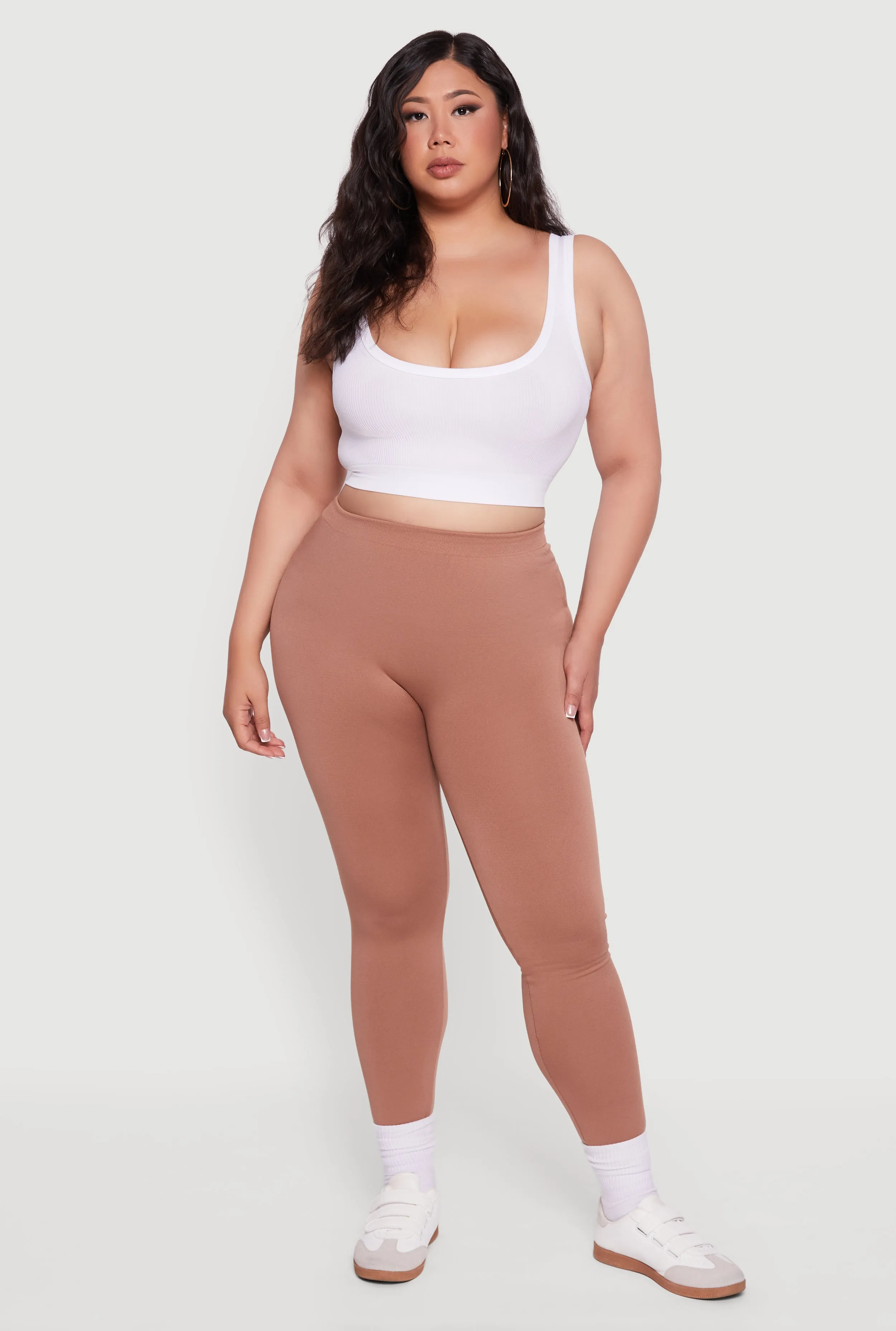 Plus Size High Waisted Basic Fleece Lined Leggings sold by Rainbow