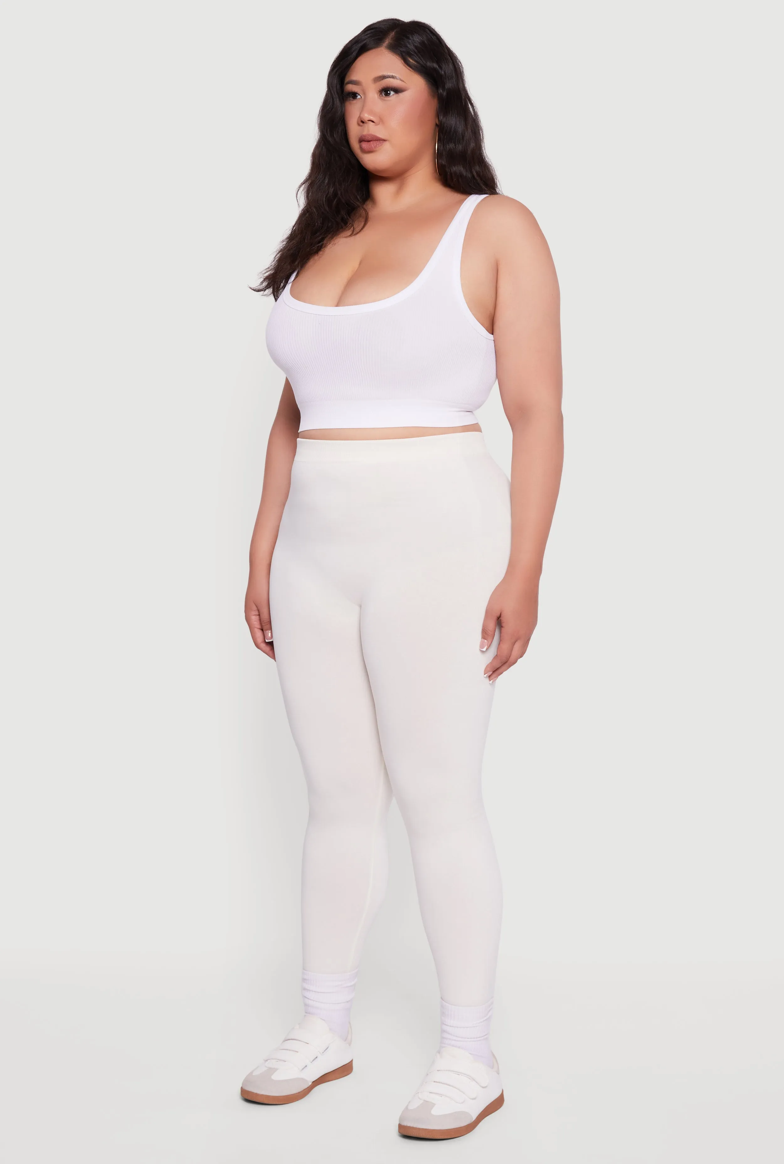 Plus Size High Waisted Basic Fleece Lined Leggings sold by Rainbow product image thumbnail 3