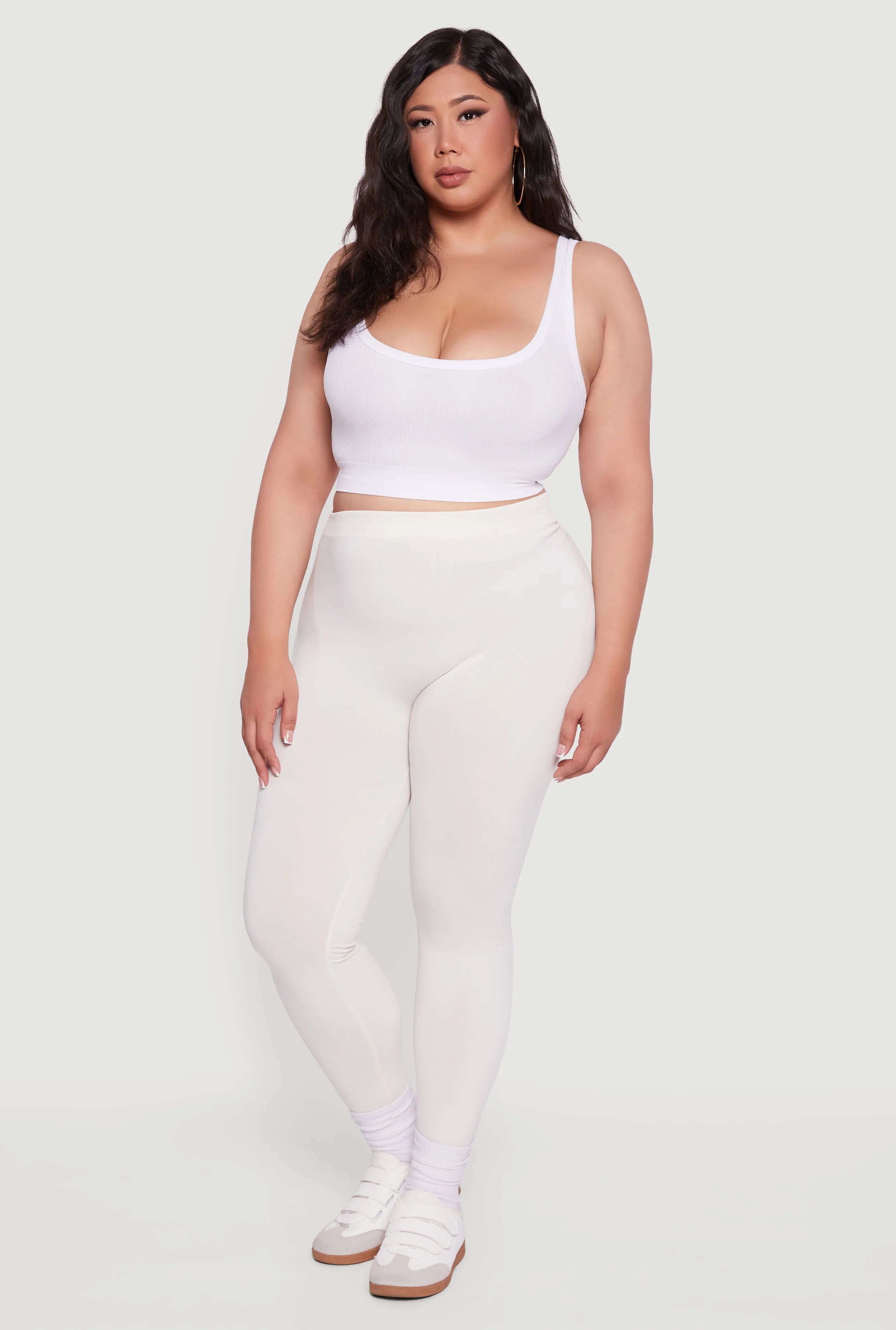 Plus Size High Waisted Basic Fleece Lined Leggings sold by Rainbow