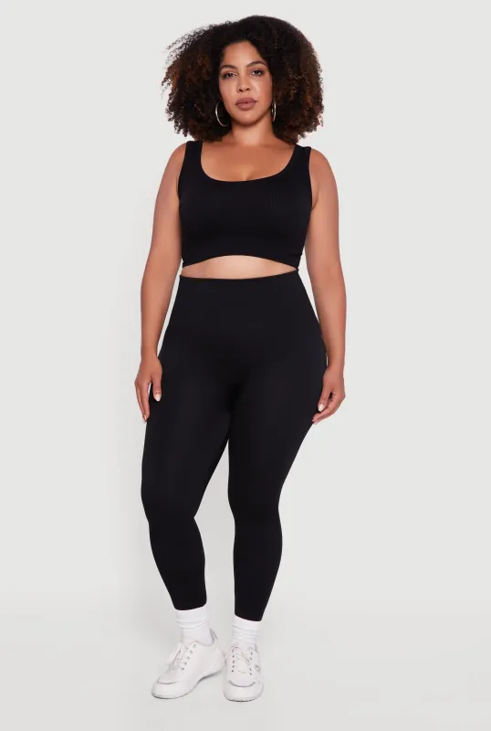 Plus Size Twill High Waisted Leggings sold by Rainbow