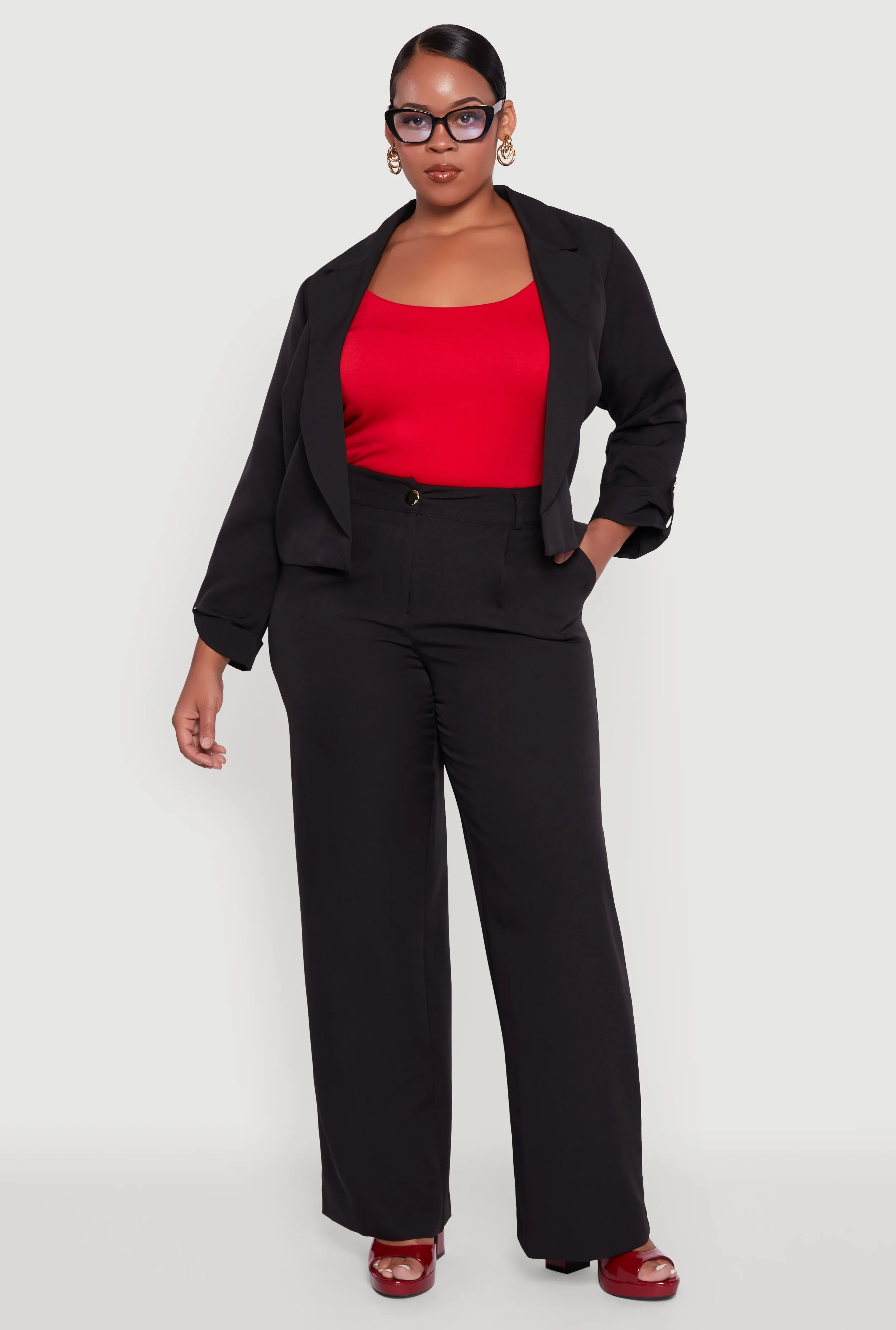 Plus Size Crepe Knit Wide Leg Dress Pants sold by Rainbow product image thumbnail 2