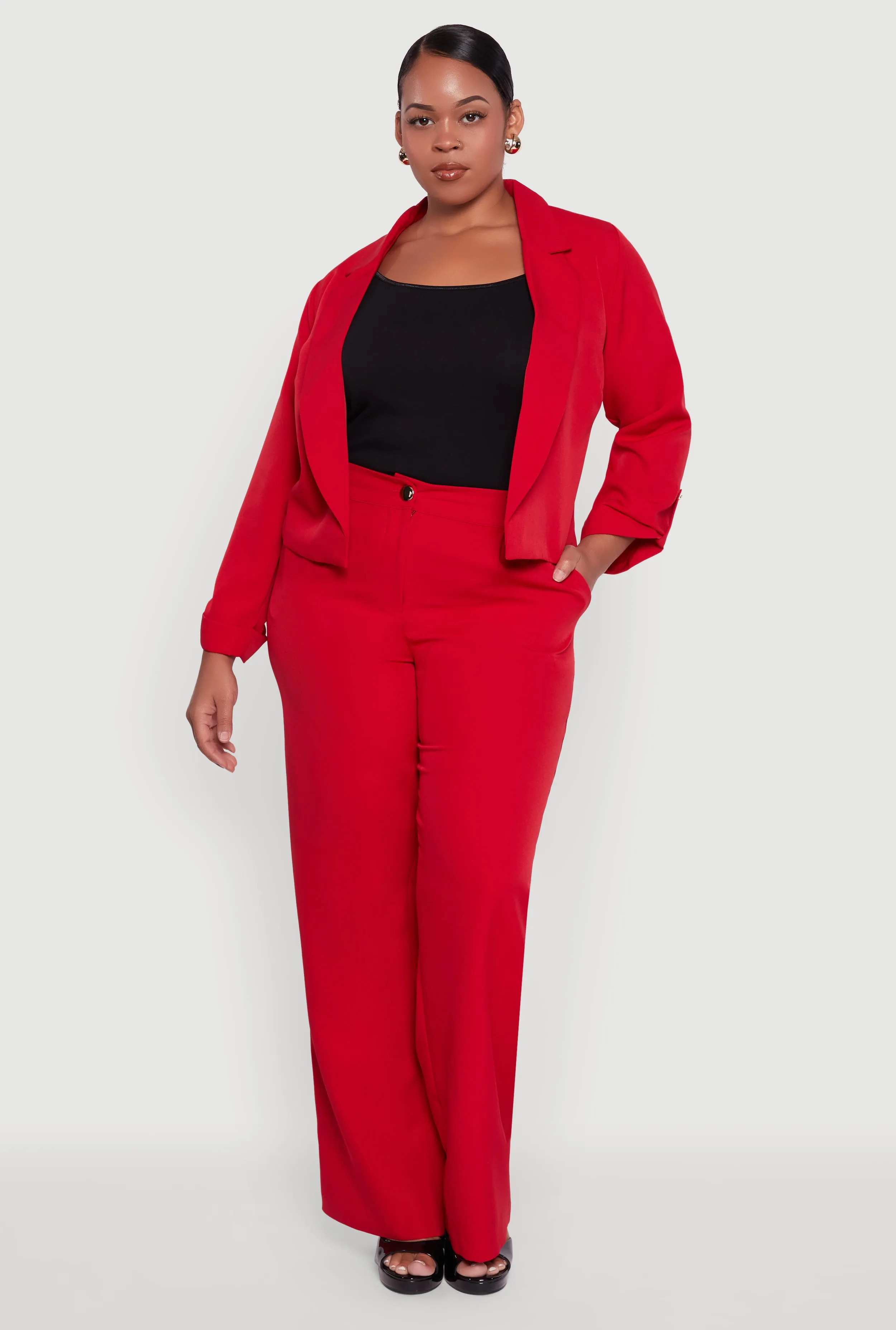 Plus Size Crepe Knit Wide Leg Dress Pants sold by Rainbow