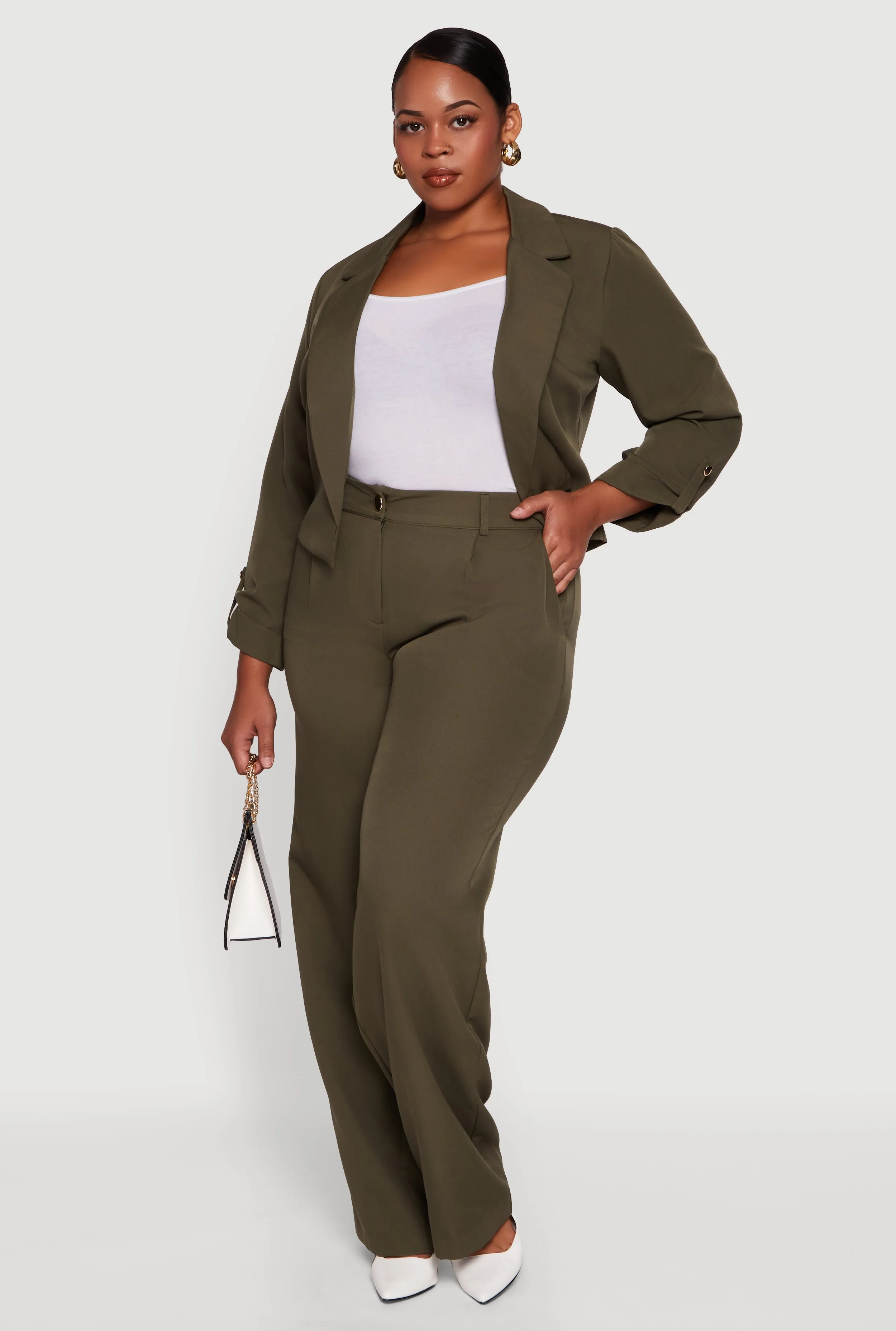 Plus Size Crepe Knit Wide Leg Dress Pants sold by Rainbow