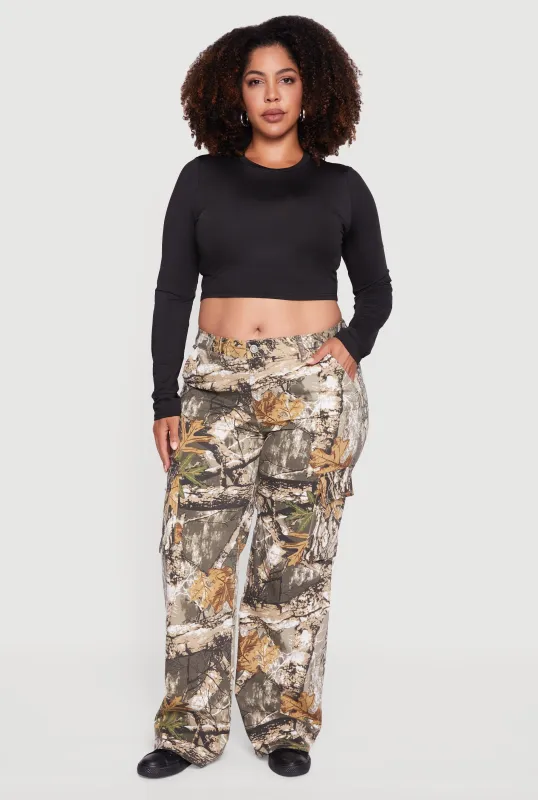 Plus Size Tree Camo Wide Leg Cargo Pants sold by Rainbow