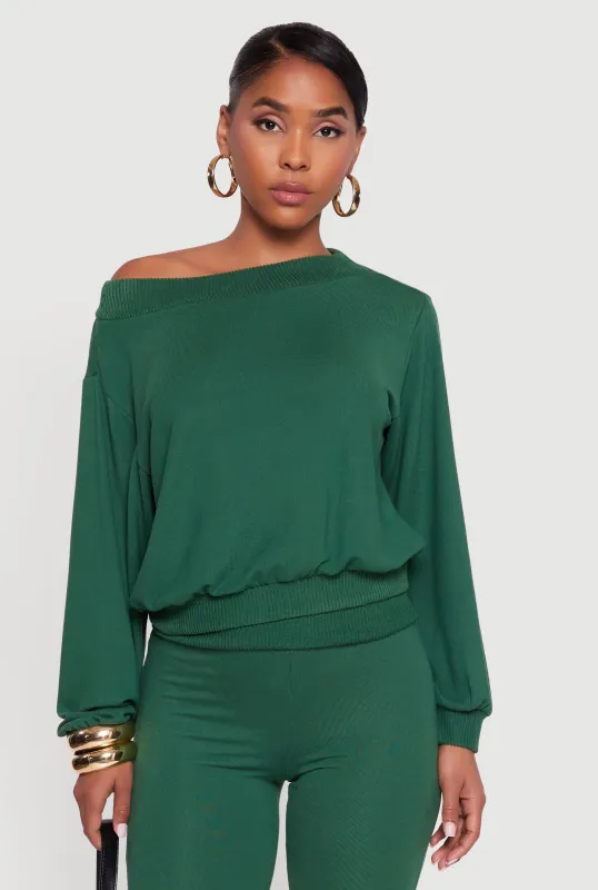 Off The Shoulder Long Sleeve Pullover Sweatshirt made by Rainbow