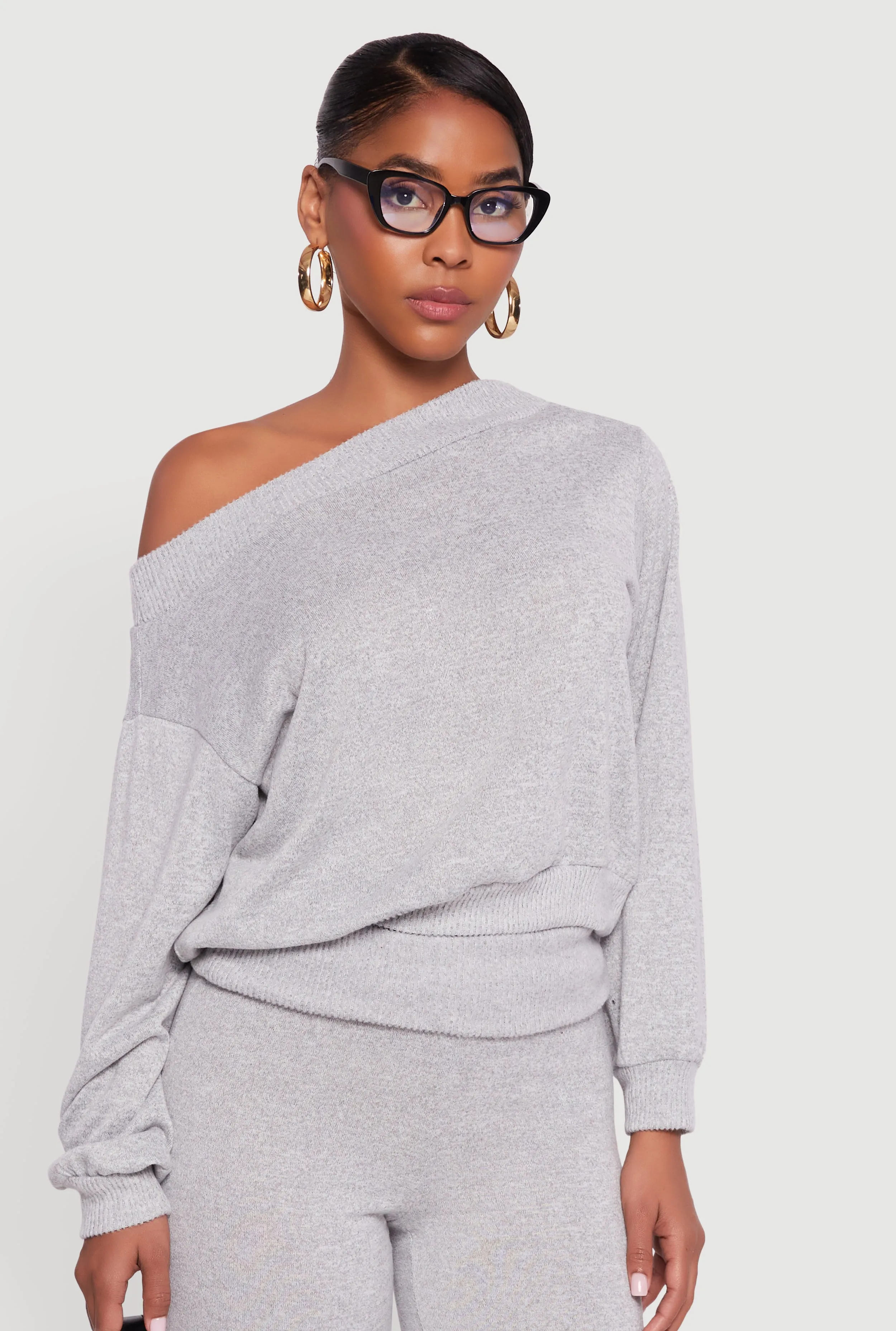 Off The Shoulder Long Sleeve Pullover Sweatshirt sold by Rainbow product image thumbnail 3
