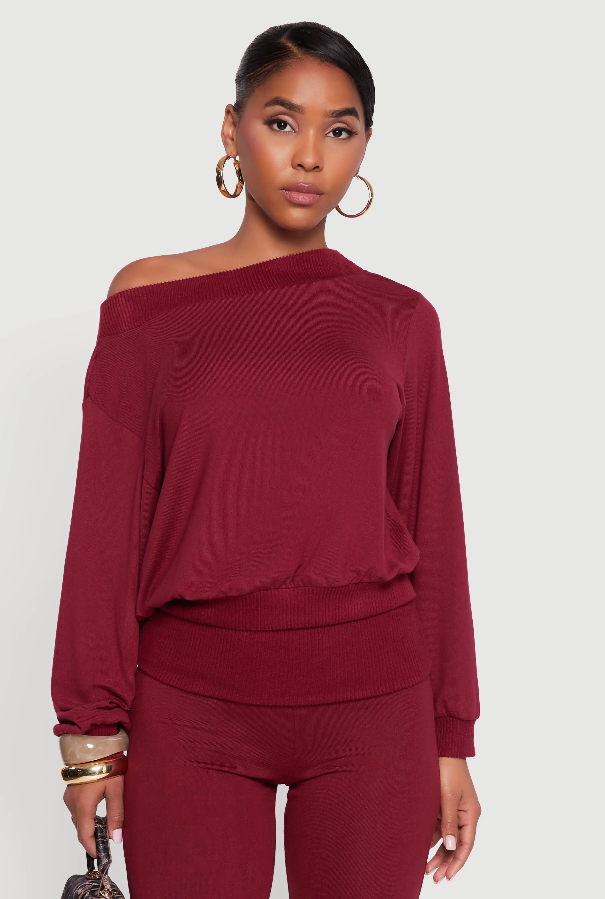 Off The Shoulder Long Sleeve Pullover Sweatshirt sold by Rainbow product image thumbnail 4